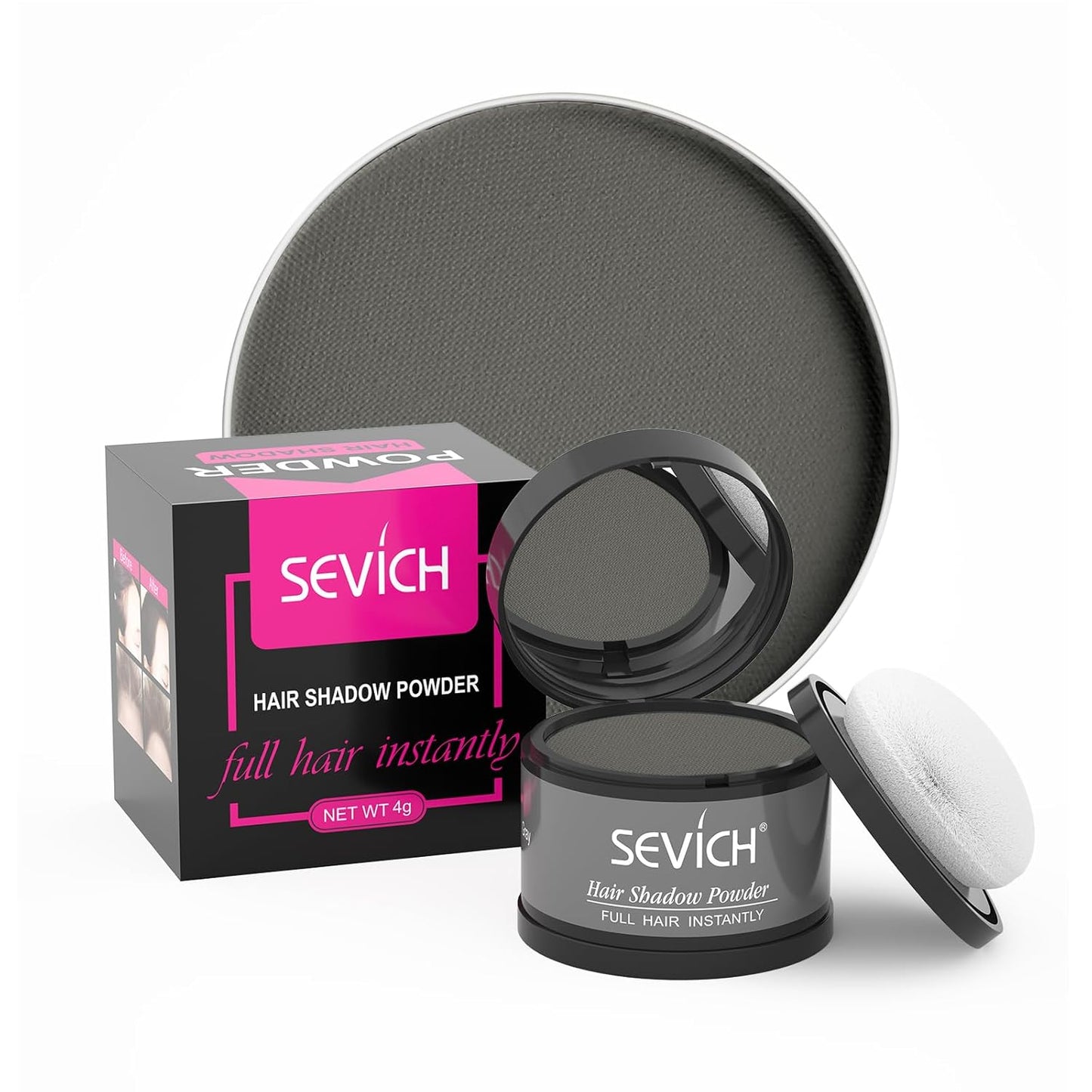 Sevich Hairline Powder,Instantly Conceals Hair Loss, Root Touch up Powder, Hair Shadow Toppers for Women & Men, Touch Up for Thinning Gray Hair, Windproof & Sweatproof, Dark Brown