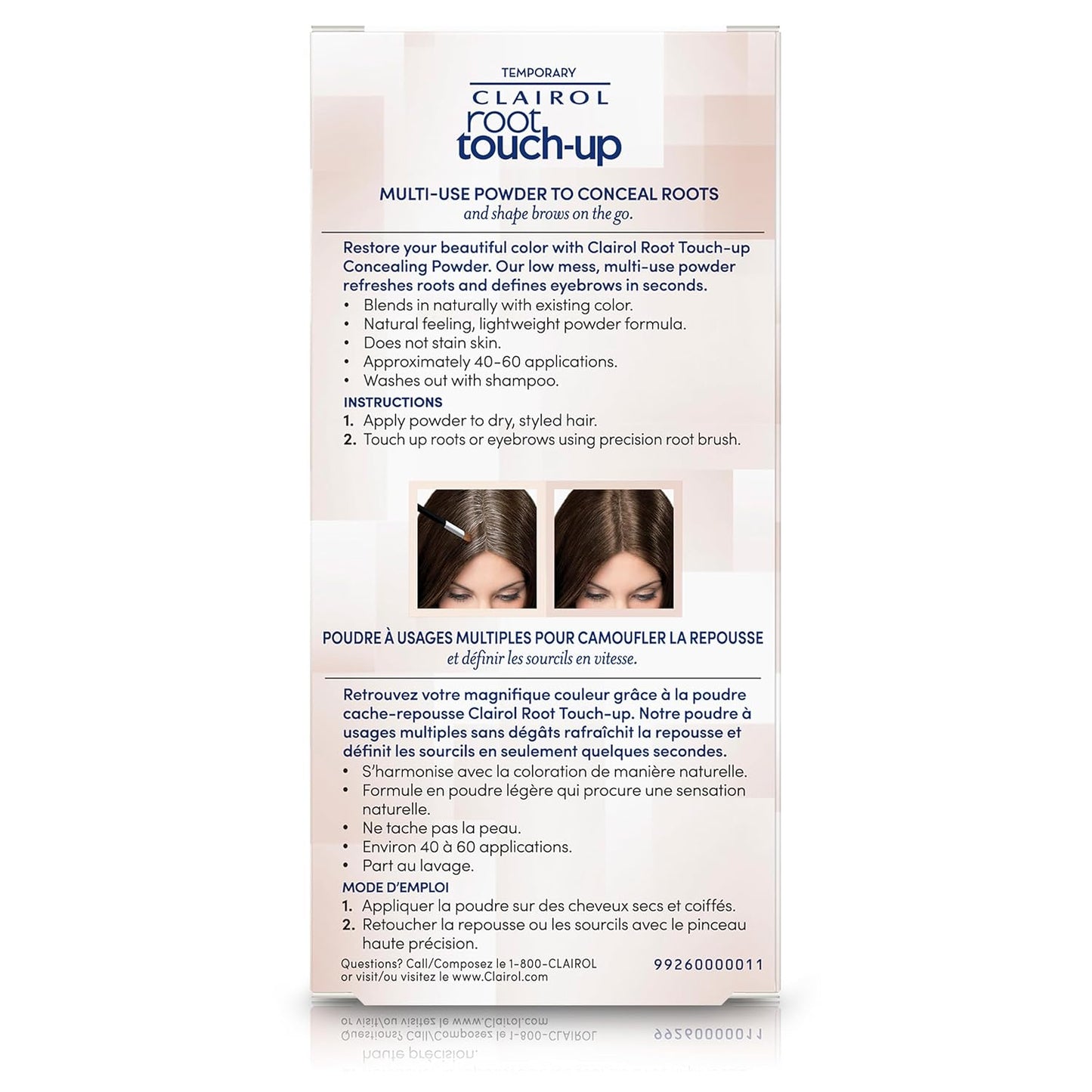 Clairol Root Touch-Up Temporary Concealing Powder, Dark Brown Hair Color, 1 Count