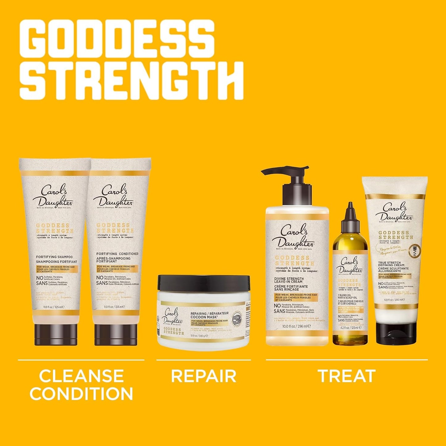 Carol's Daughter Goddess Strength Ultra Shield Pre Poo Hair Treatment for Wavy, Coily and Curly Hair, Protective Hair Detangler with Castor Oil for Weak Hair, 10.2 Fl Oz