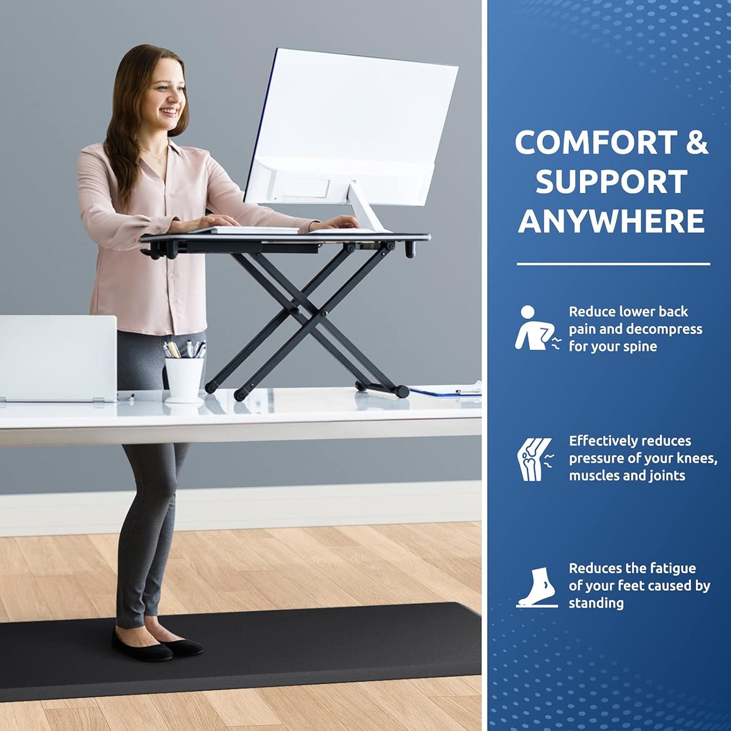 KitchenClouds Kitchen Mat Cushioned Anti Fatigue Rug 17.3"x28" Waterproof, Non Slip, Standing and Comfort Desk/Floor Mats for House Sink Office (Black)