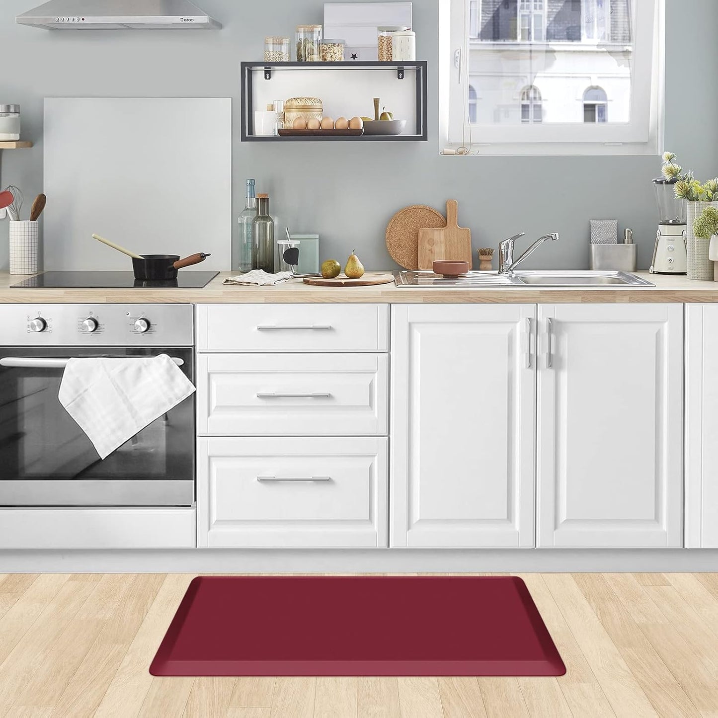 KitchenClouds Kitchen Mat Cushioned Anti Fatigue Rug 17.3"x28" Waterproof, Non Slip, Standing and Comfort Desk/Floor Mats for House Sink Office (Black)