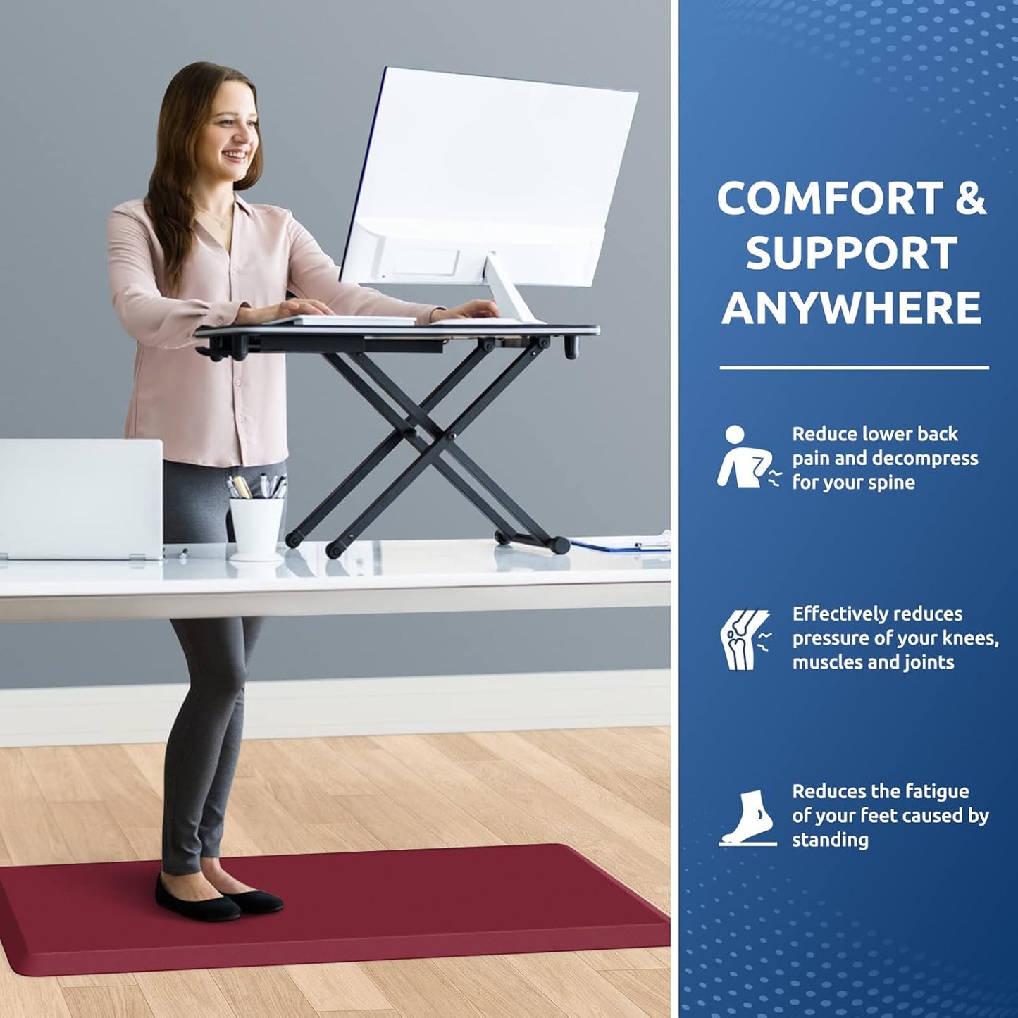 KitchenClouds Kitchen Mat Cushioned Anti Fatigue Rug 17.3"x28" Waterproof, Non Slip, Standing and Comfort Desk/Floor Mats for House Sink Office (Black)