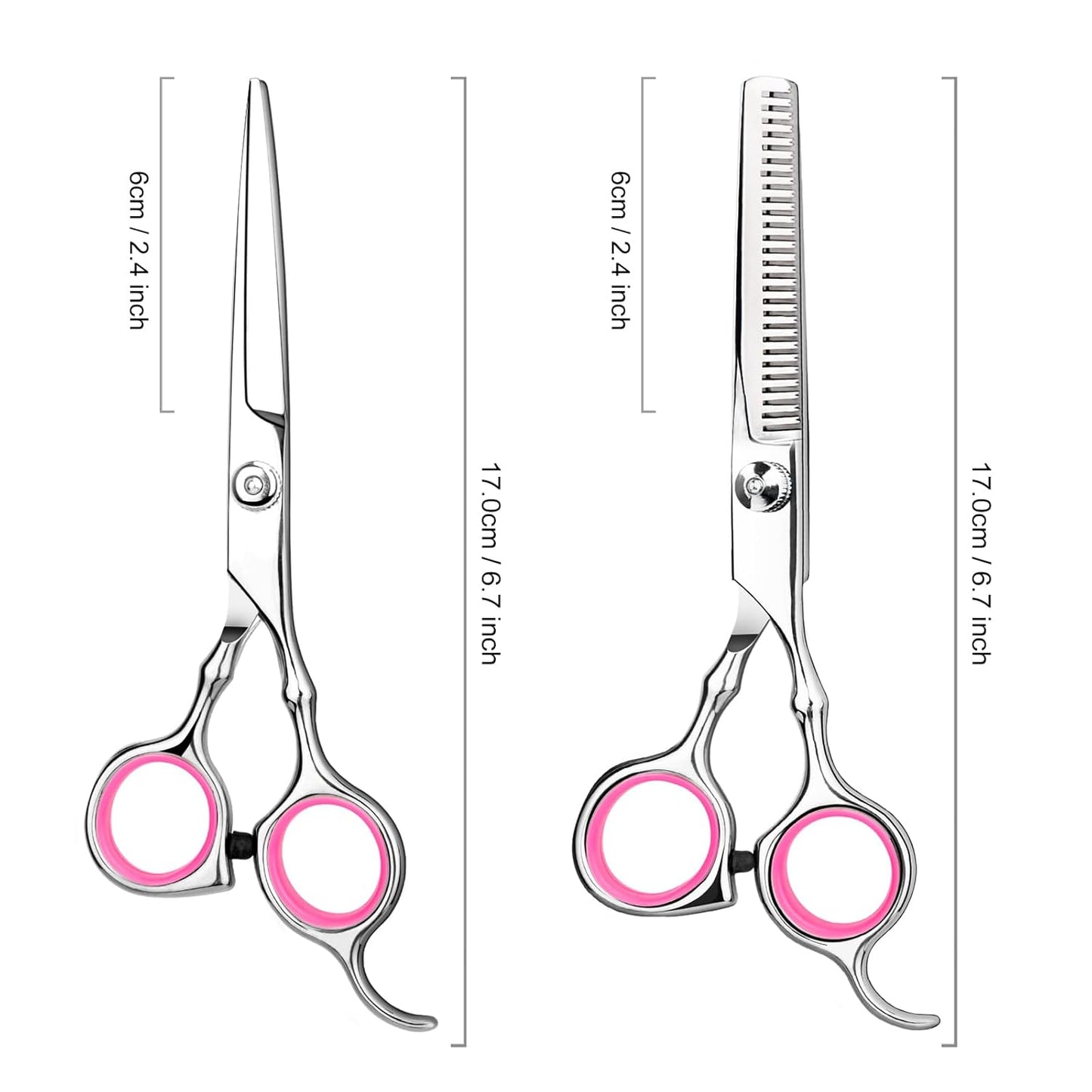 Hair Cutting Scissors Professional Home Haircutting Barber/Salon Thinning Shears Kit with Comb and Case for Men/Women (Silver)