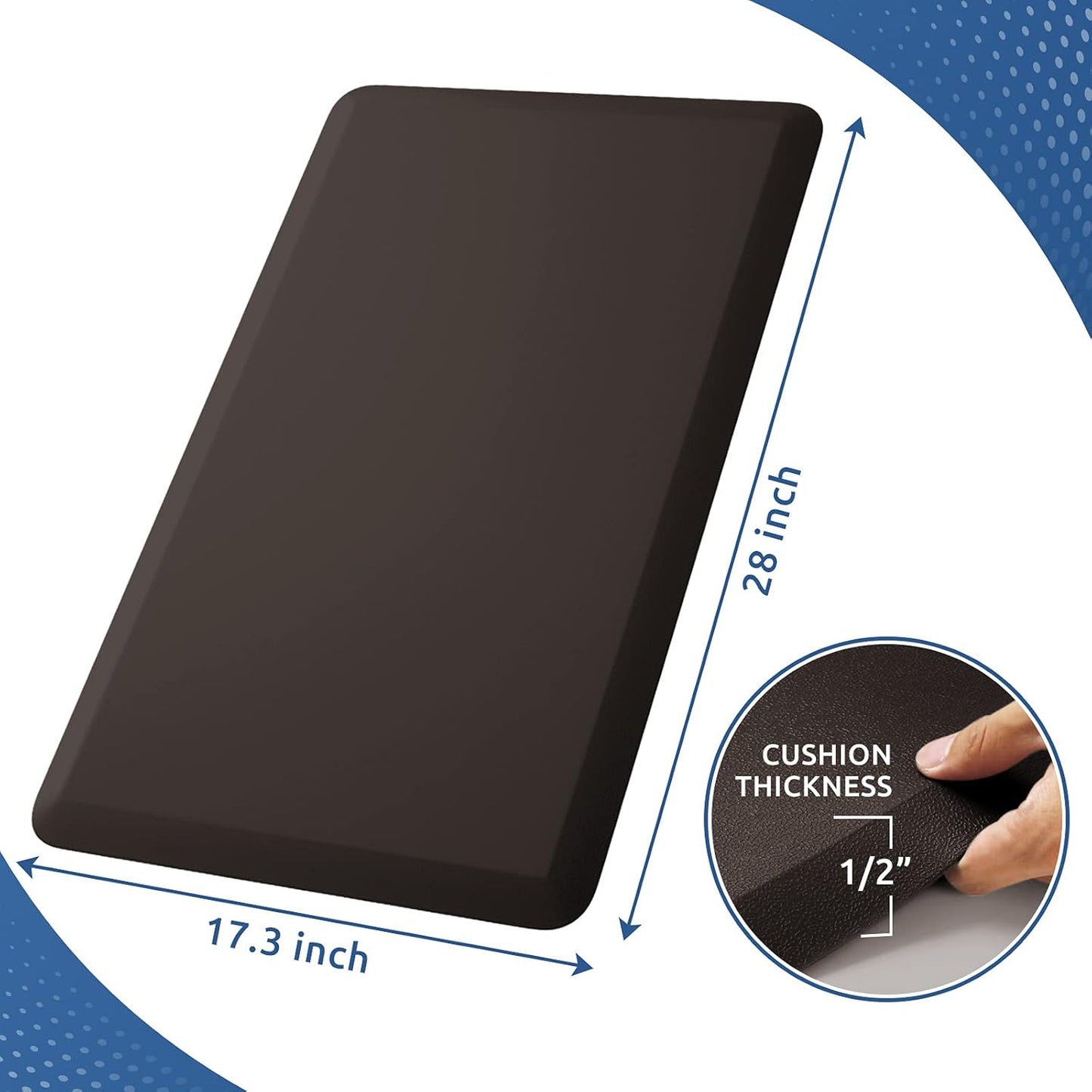 KitchenClouds Kitchen Mat Cushioned Anti Fatigue Rug 17.3"x28" Waterproof, Non Slip, Standing and Comfort Desk/Floor Mats for House Sink Office (Black)