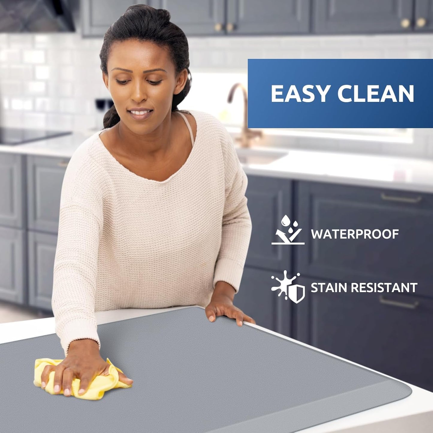KitchenClouds Kitchen Mat Cushioned Anti Fatigue Rug 17.3"x28" Waterproof, Non Slip, Standing and Comfort Desk/Floor Mats for House Sink Office (Black)