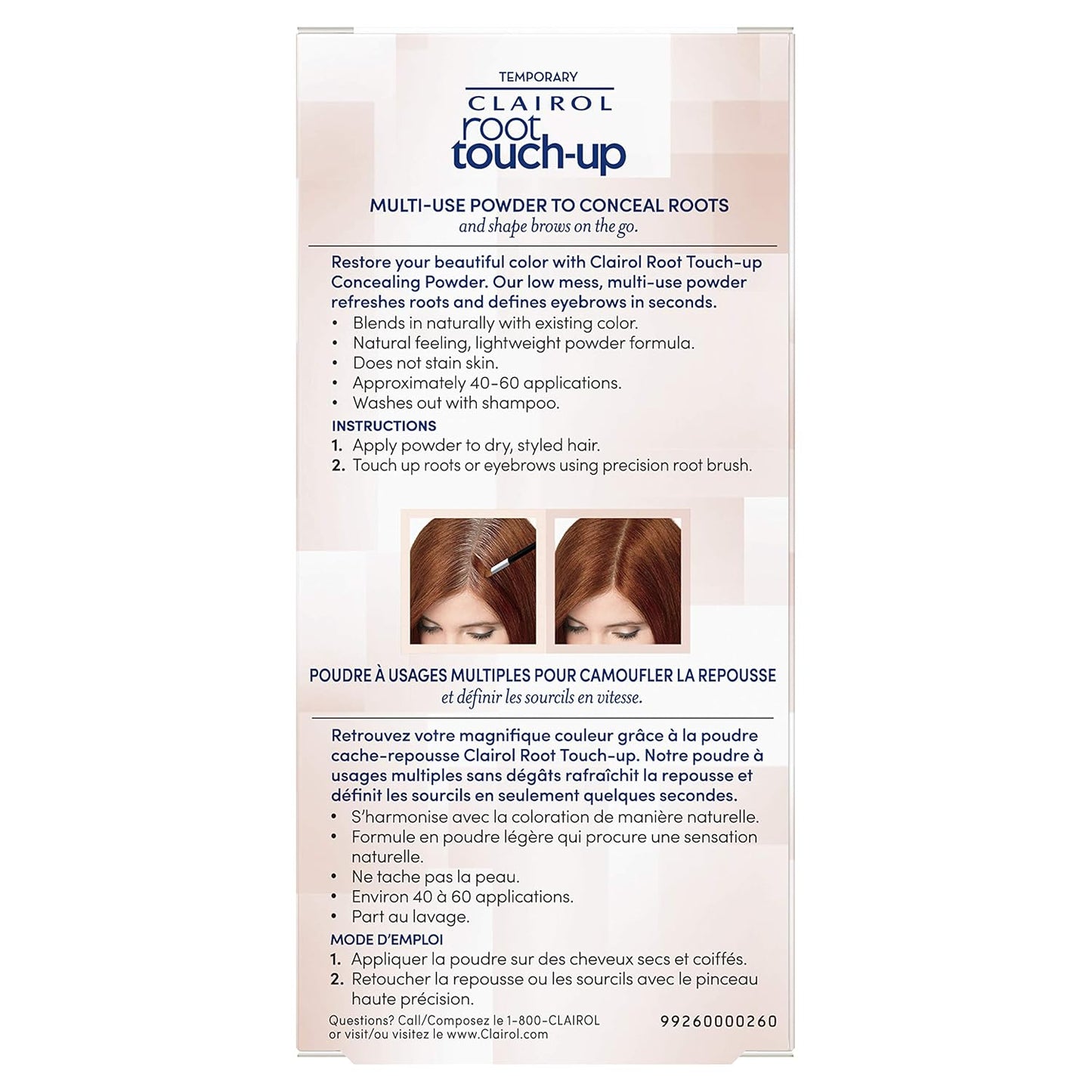 Clairol Root Touch-Up Temporary Concealing Powder, Dark Brown Hair Color, 1 Count