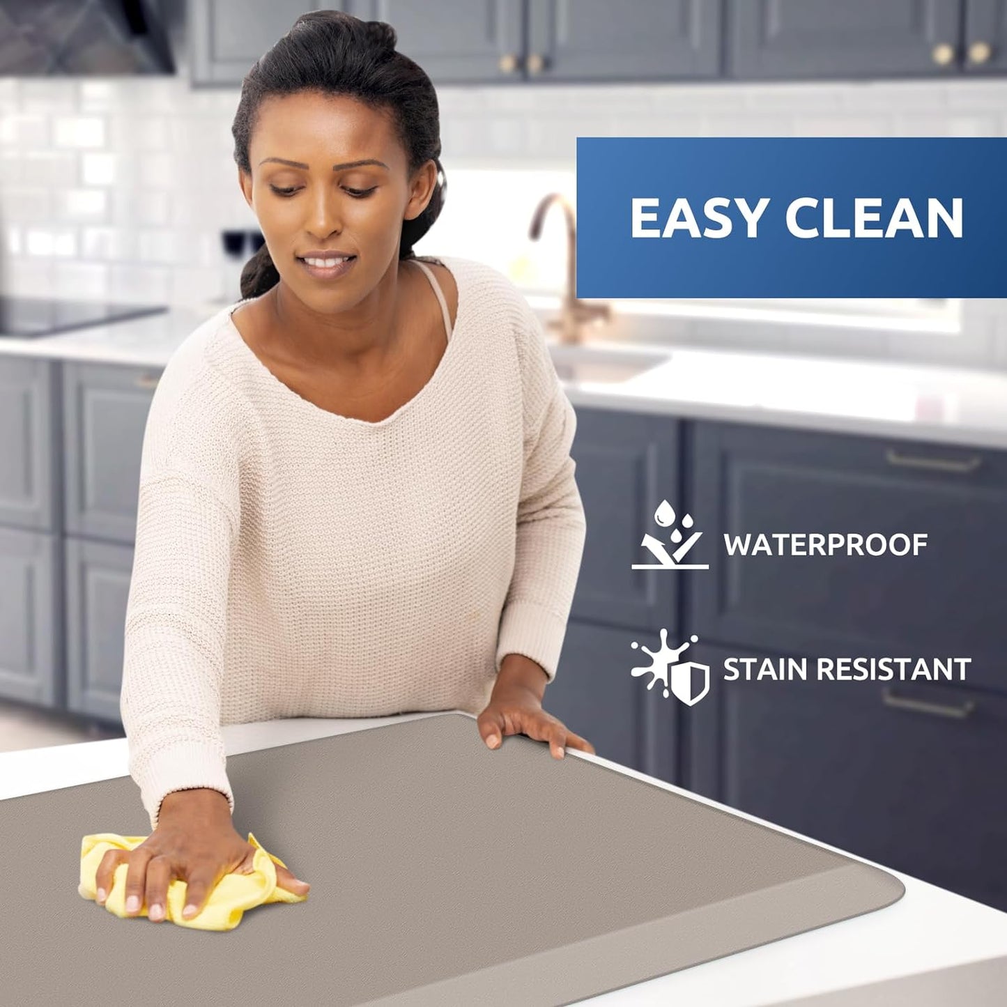 KitchenClouds Kitchen Mat Cushioned Anti Fatigue Rug 17.3"x28" Waterproof, Non Slip, Standing and Comfort Desk/Floor Mats for House Sink Office (Black)