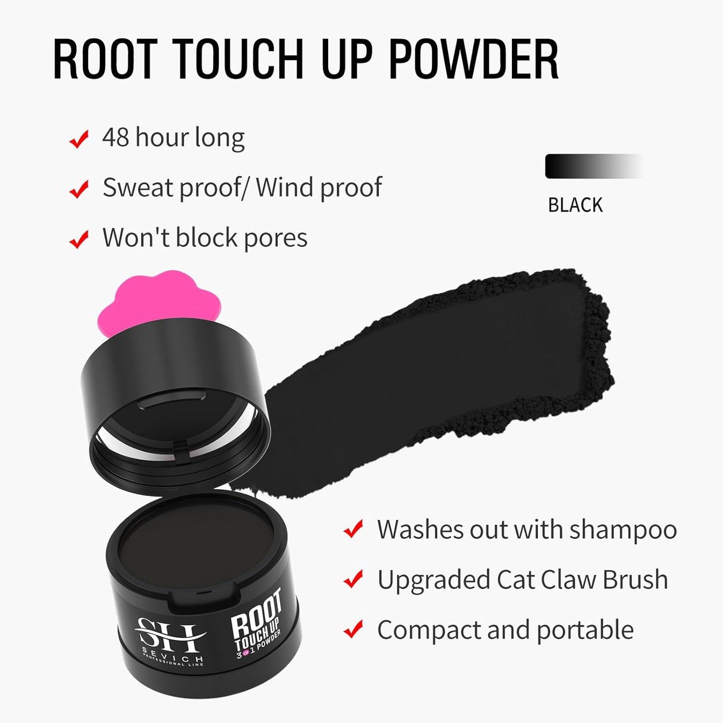Sevich Hairline Powder,Instantly Conceals Hair Loss, Root Touch up Powder, Hair Shadow Toppers for Women & Men, Touch Up for Thinning Gray Hair, Windproof & Sweatproof, Dark Brown