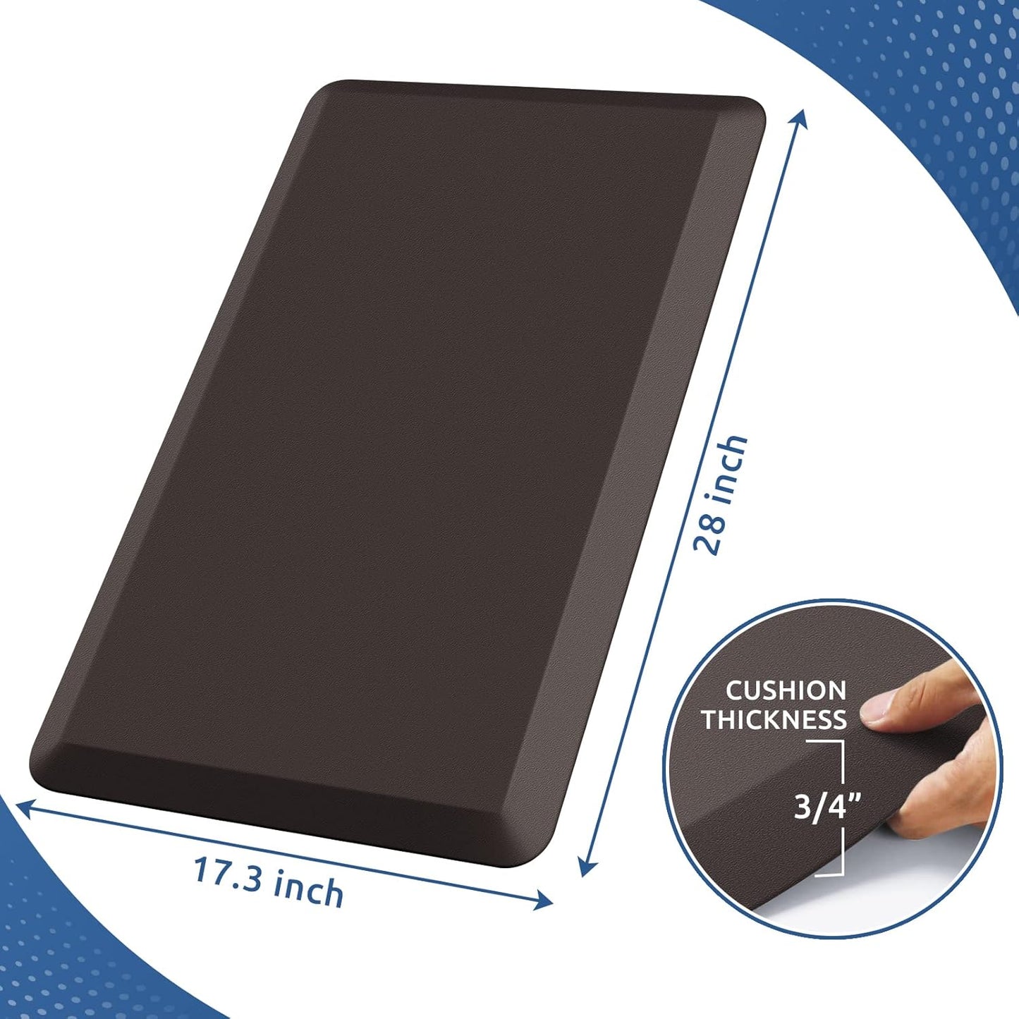 KitchenClouds Kitchen Mat Cushioned Anti Fatigue Rug 17.3"x28" Waterproof, Non Slip, Standing and Comfort Desk/Floor Mats for House Sink Office (Black)