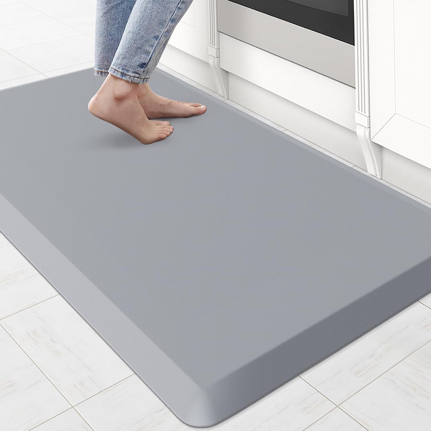 KitchenClouds Kitchen Mat Cushioned Anti Fatigue Rug 17.3"x28" Waterproof, Non Slip, Standing and Comfort Desk/Floor Mats for House Sink Office (Black)