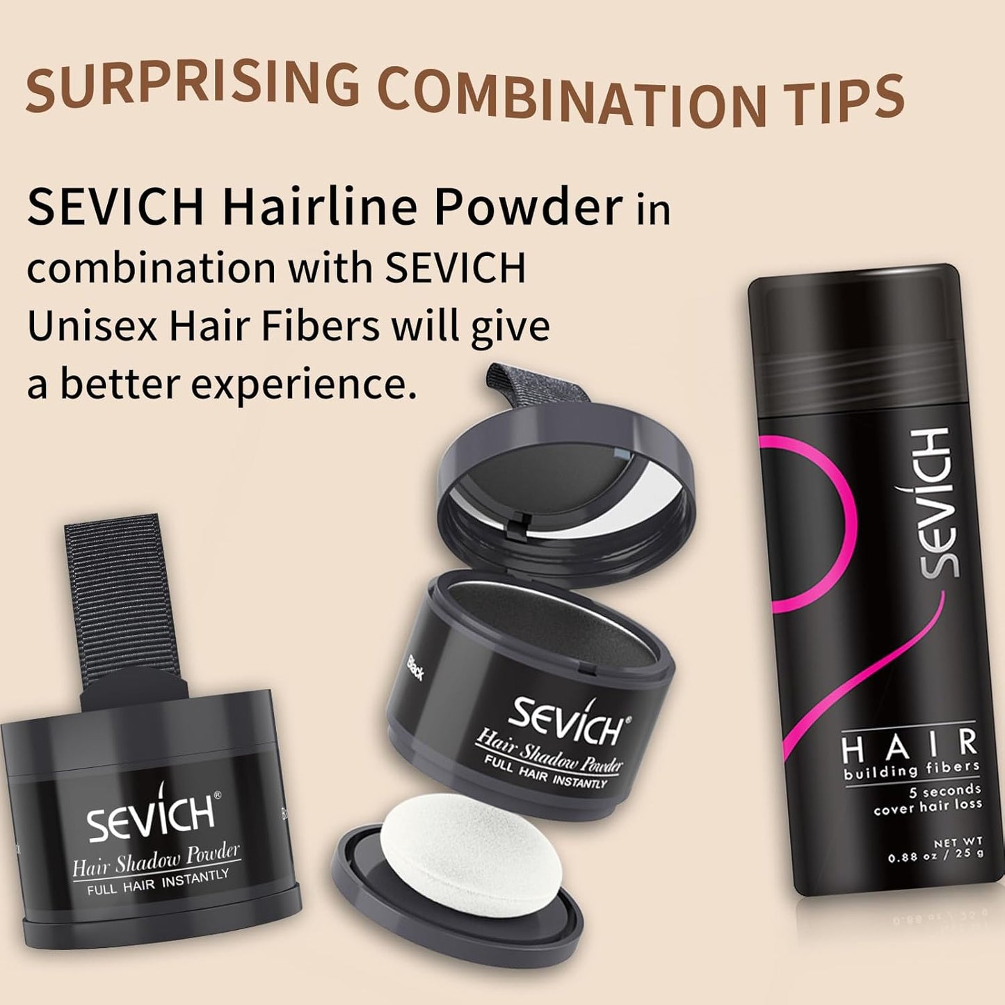 Sevich Hairline Powder,Instantly Conceals Hair Loss, Root Touch up Powder, Hair Shadow Toppers for Women & Men, Touch Up for Thinning Gray Hair, Windproof & Sweatproof, Dark Brown