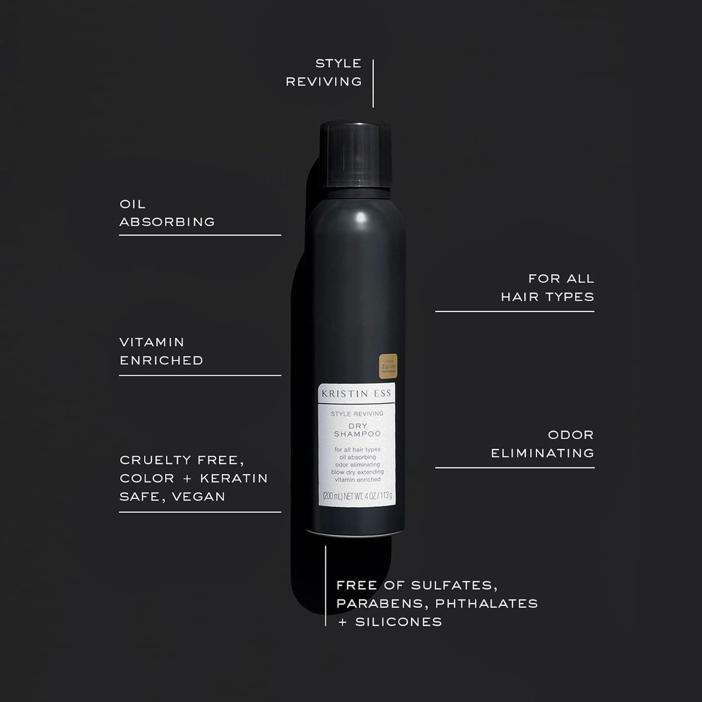 Kristin Ess Style Reviving Vitamin C Dry Shampoo Spray for Oily Hair - Oil Absorbing Light Powder Spray - Shine Enhancing + Hydrating Refresher - Pear Sandalwood Fragrance - Sulfate Free + Color Safe