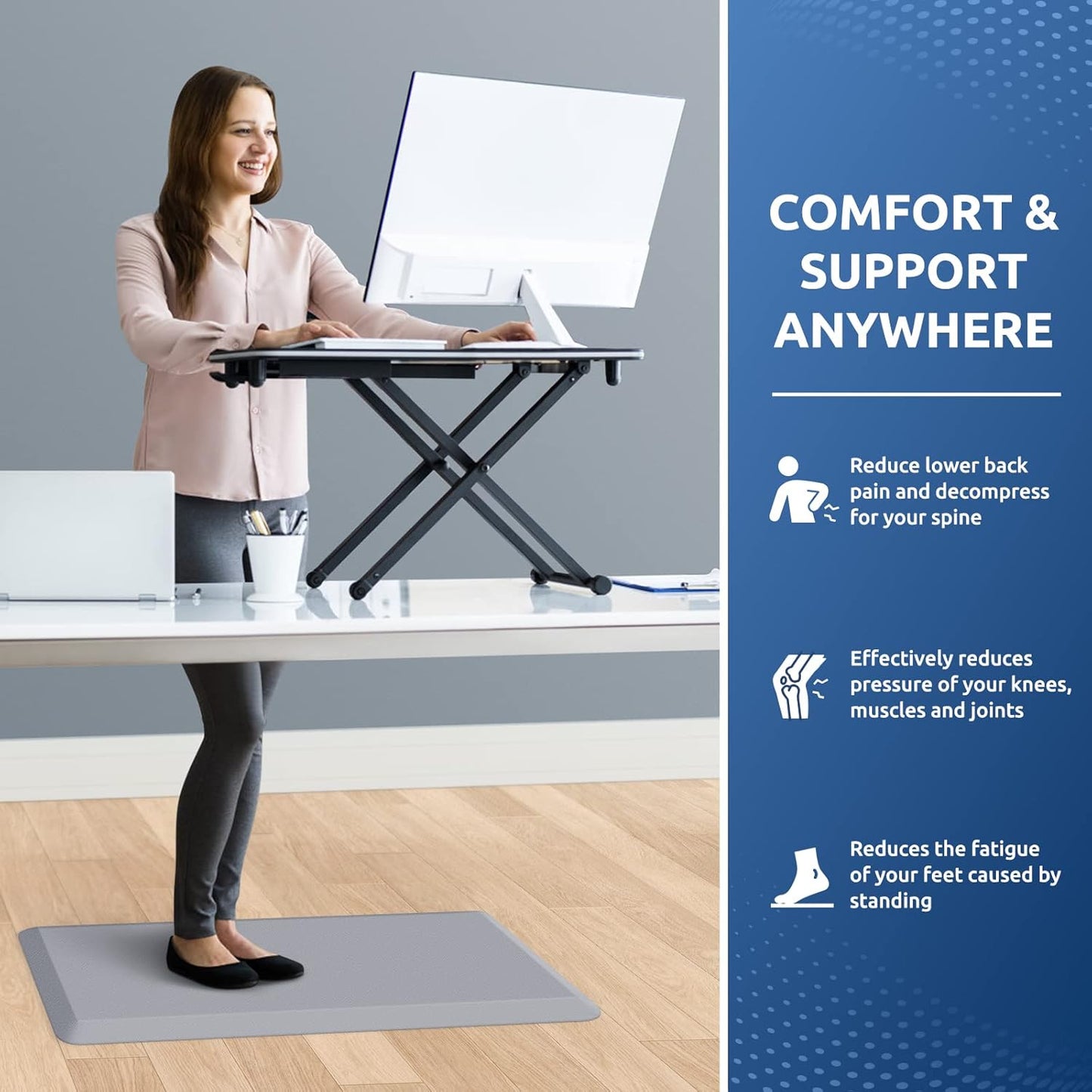 KitchenClouds Kitchen Mat Cushioned Anti Fatigue Rug 17.3"x28" Waterproof, Non Slip, Standing and Comfort Desk/Floor Mats for House Sink Office (Black)