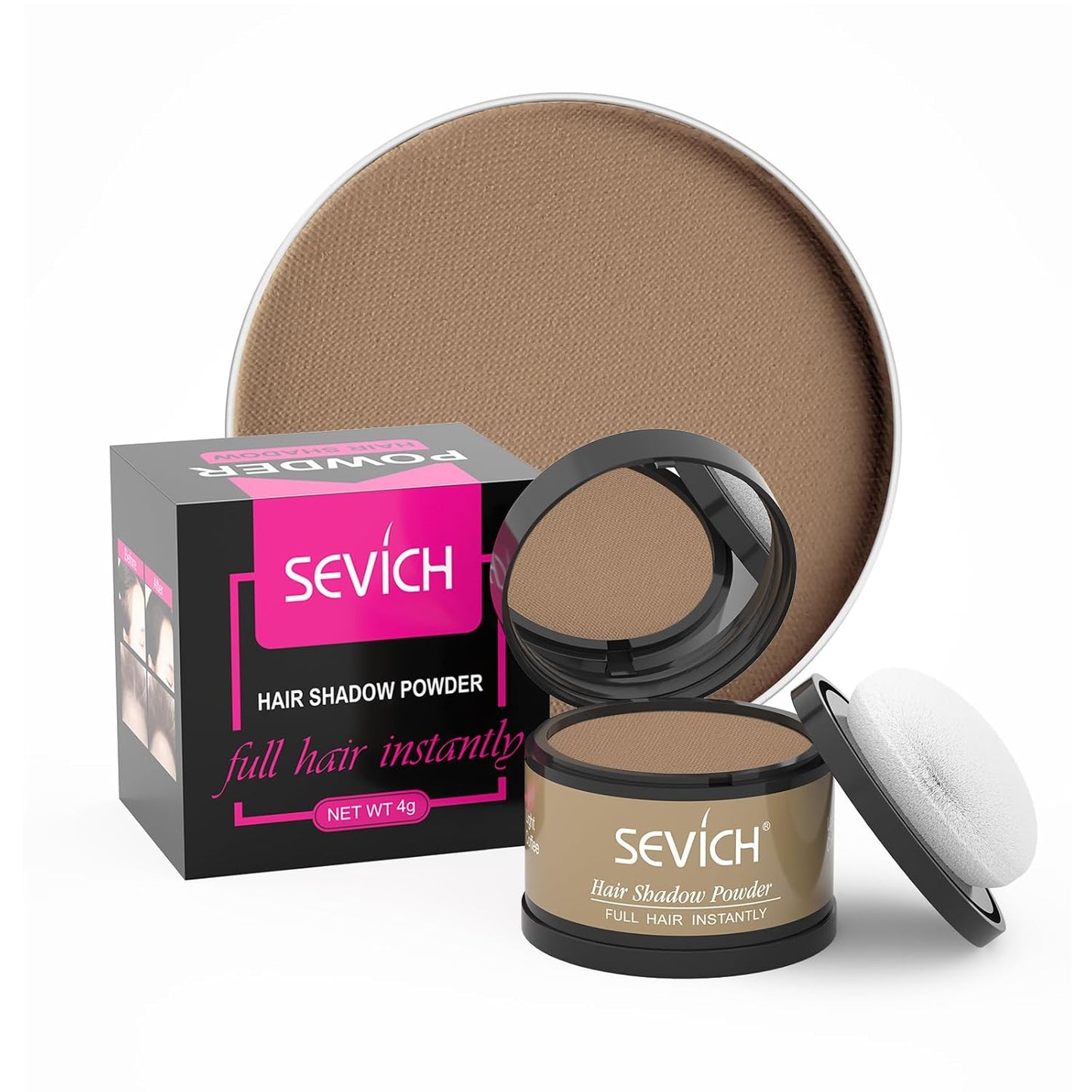 Sevich Hairline Powder,Instantly Conceals Hair Loss, Root Touch up Powder, Hair Shadow Toppers for Women & Men, Touch Up for Thinning Gray Hair, Windproof & Sweatproof, Dark Brown