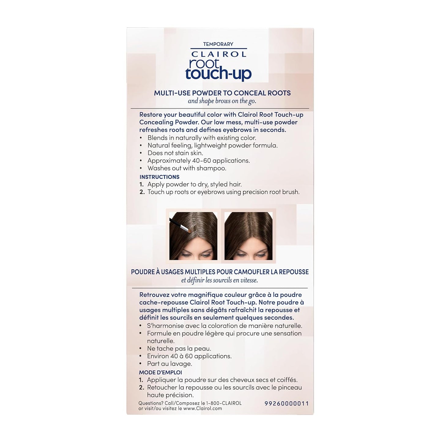 Clairol Root Touch-Up Temporary Concealing Powder, Dark Brown Hair Color, 1 Count