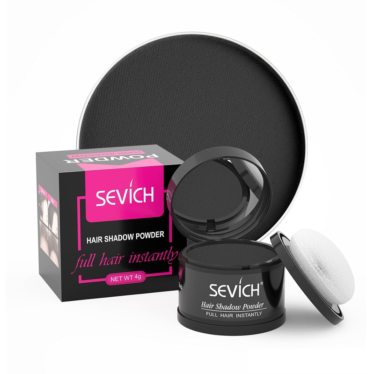 Sevich Hairline Powder,Instantly Conceals Hair Loss, Root Touch up Powder, Hair Shadow Toppers for Women & Men, Touch Up for Thinning Gray Hair, Windproof & Sweatproof, Dark Brown