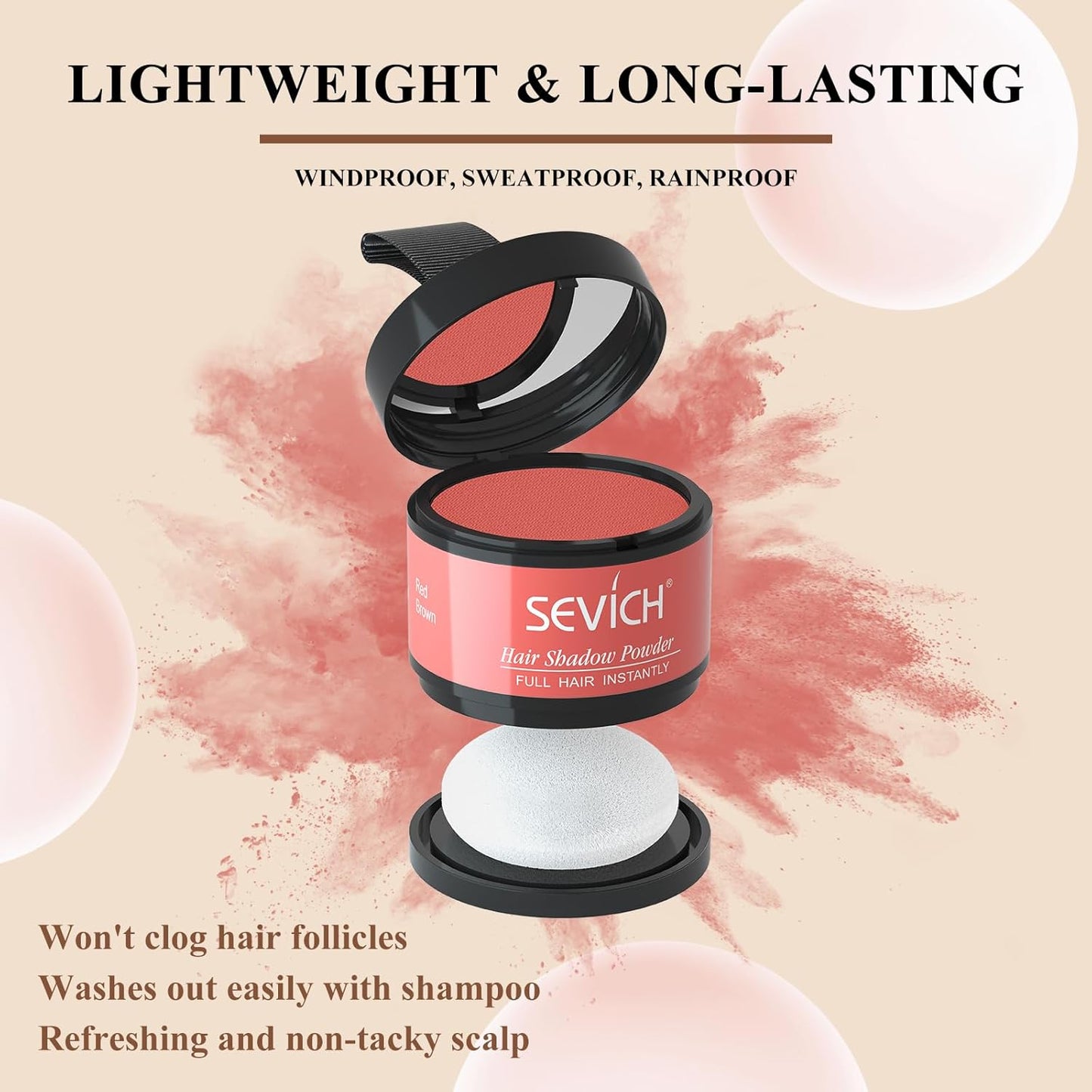 Sevich Hairline Powder,Instantly Conceals Hair Loss, Root Touch up Powder, Hair Shadow Toppers for Women & Men, Touch Up for Thinning Gray Hair, Windproof & Sweatproof, Dark Brown