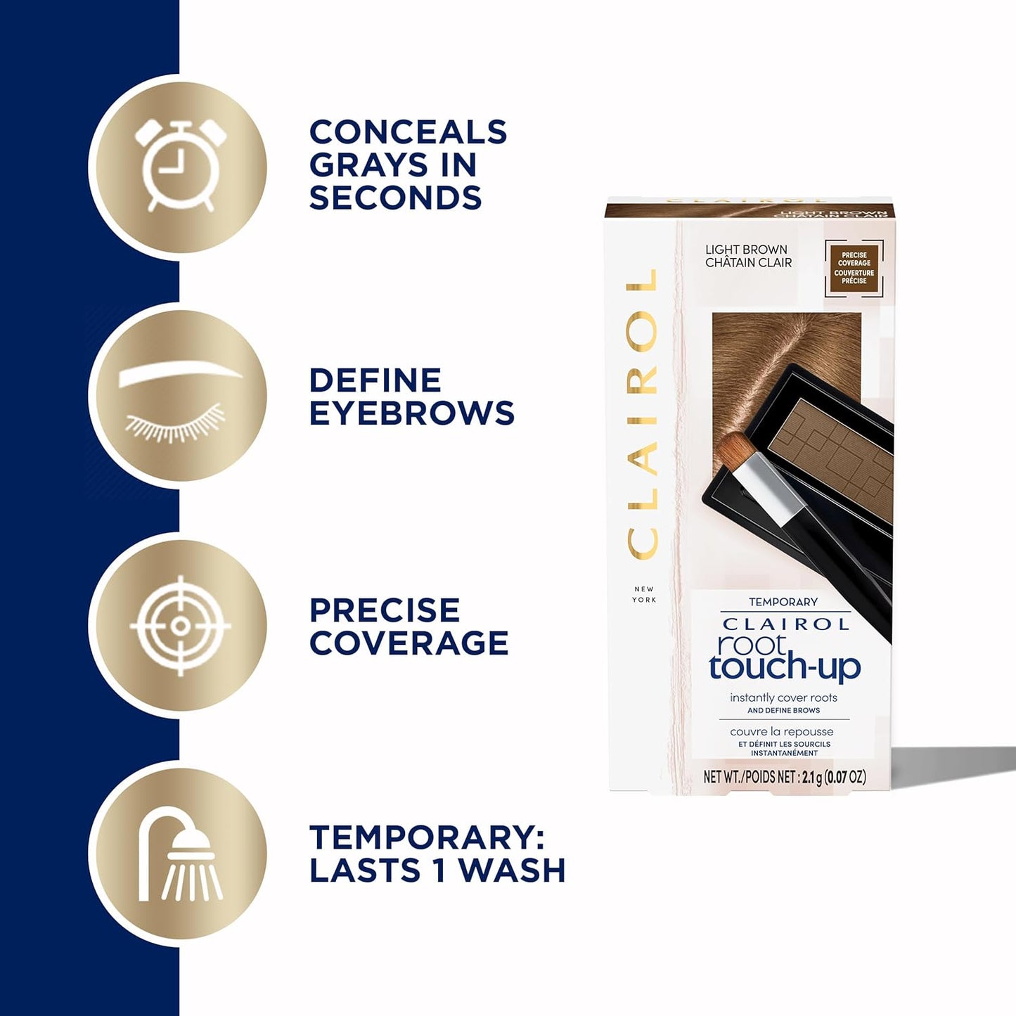 Clairol Root Touch-Up Temporary Concealing Powder, Dark Brown Hair Color, 1 Count