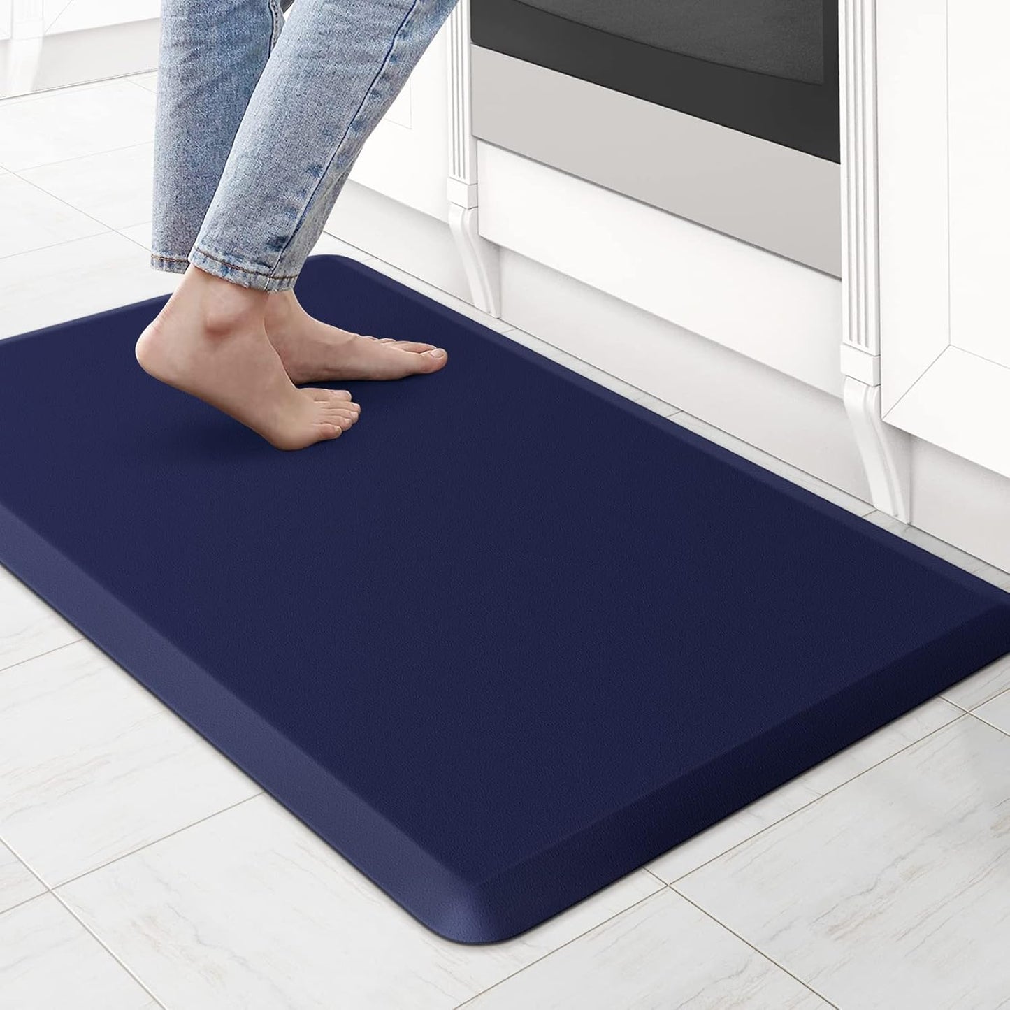 KitchenClouds Kitchen Mat Cushioned Anti Fatigue Rug 17.3"x28" Waterproof, Non Slip, Standing and Comfort Desk/Floor Mats for House Sink Office (Black)