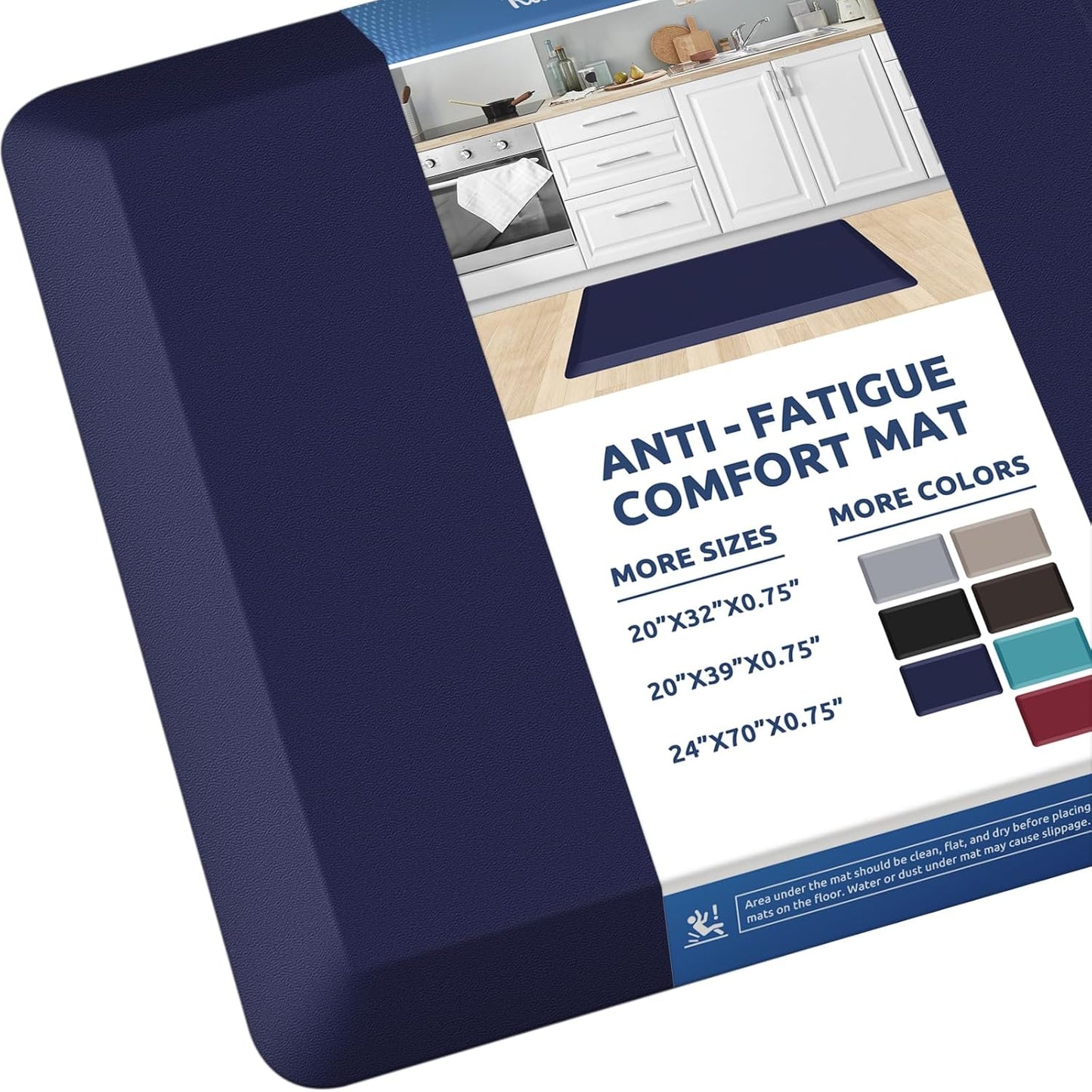KitchenClouds Kitchen Mat Cushioned Anti Fatigue Rug 17.3"x28" Waterproof, Non Slip, Standing and Comfort Desk/Floor Mats for House Sink Office (Black)