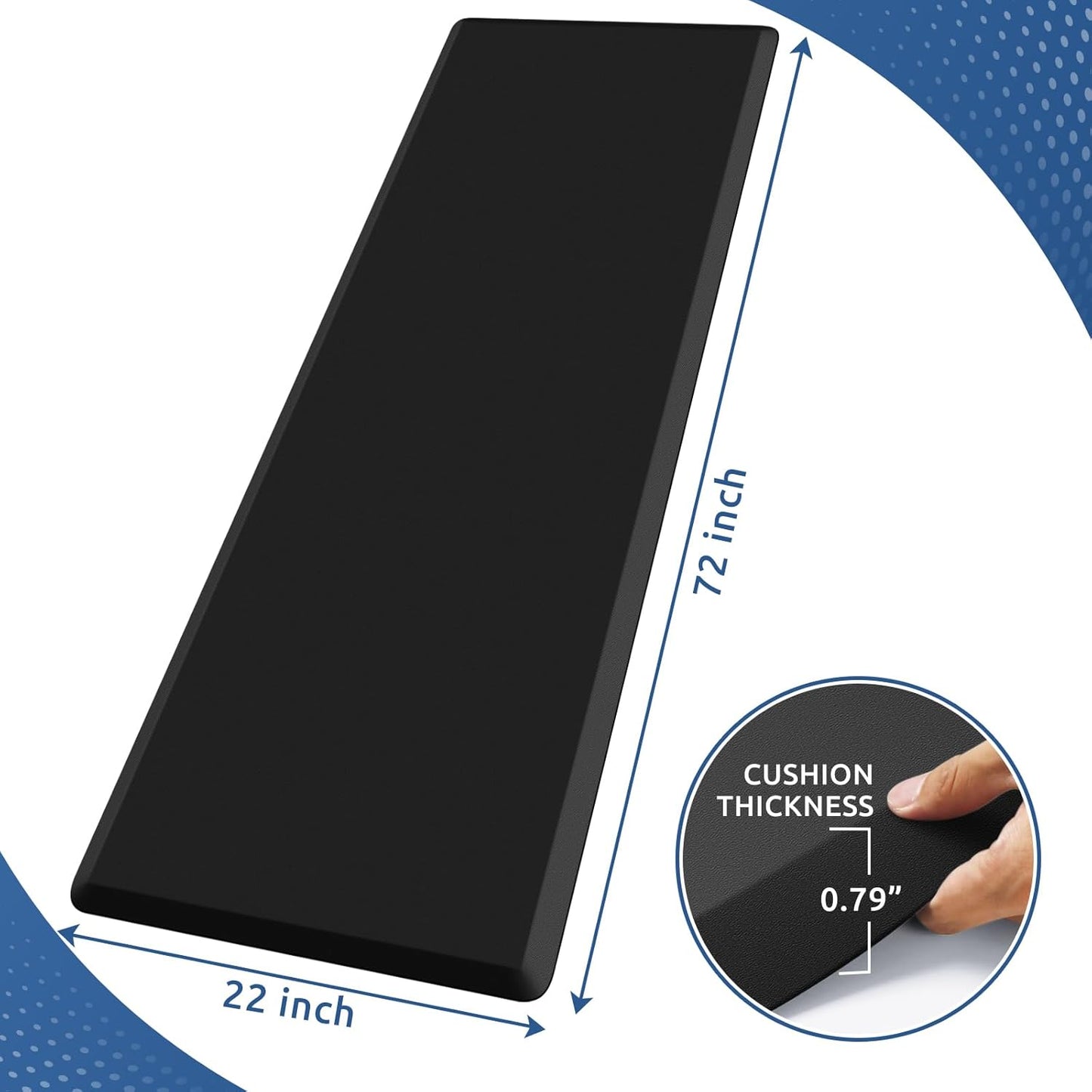 KitchenClouds Kitchen Mat Cushioned Anti Fatigue Rug 17.3"x28" Waterproof, Non Slip, Standing and Comfort Desk/Floor Mats for House Sink Office (Black)