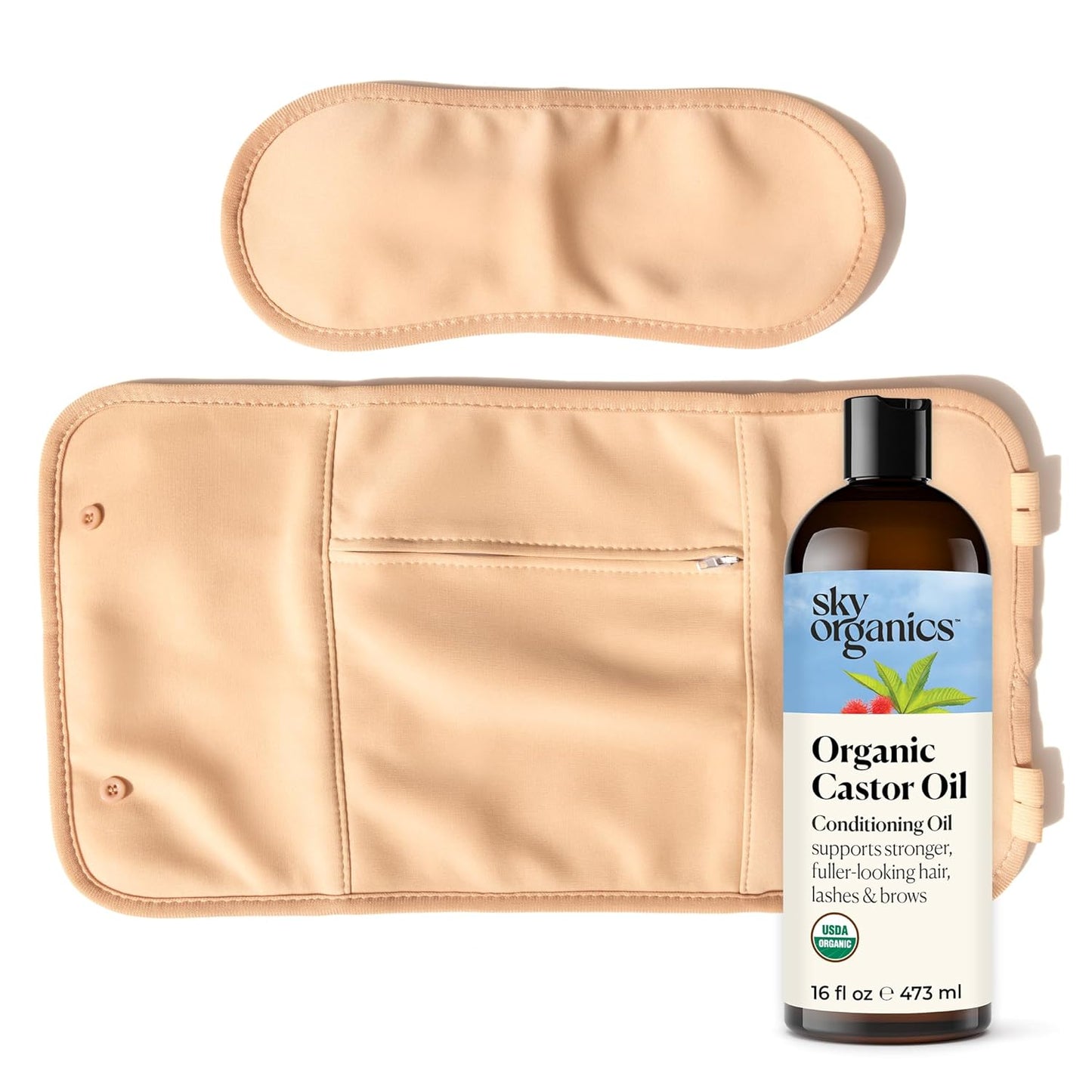 Sky Organics Organic Castor Oil, 100% Pure, Hexane Free, Cold-Pressed to Support Stronger, Fuller-Looking Hair, Eyelashes & Eyebrows,Good for Castor Packs, Navel Oiling, Carrier Oil Use, 16 fl oz