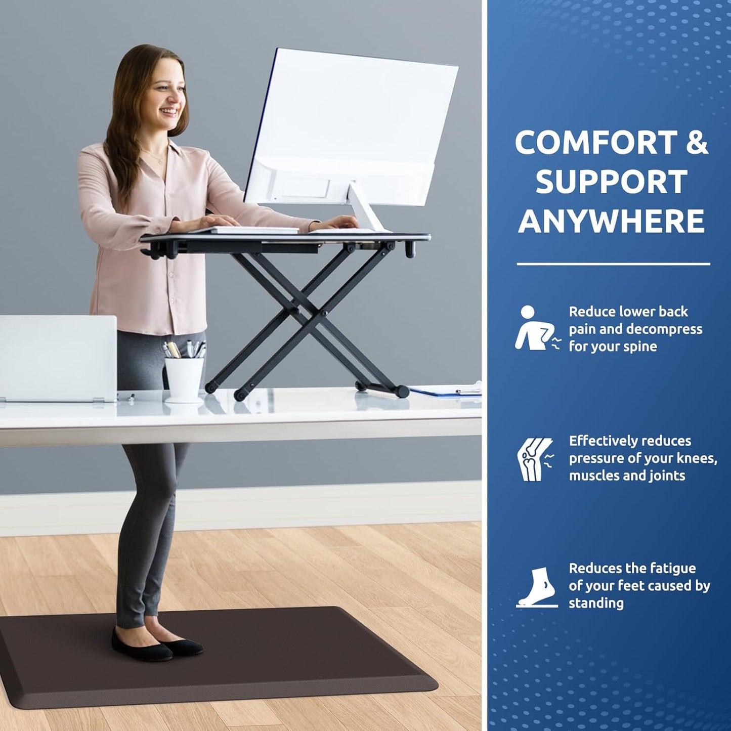 KitchenClouds Kitchen Mat Cushioned Anti Fatigue Rug 17.3"x28" Waterproof, Non Slip, Standing and Comfort Desk/Floor Mats for House Sink Office (Black)