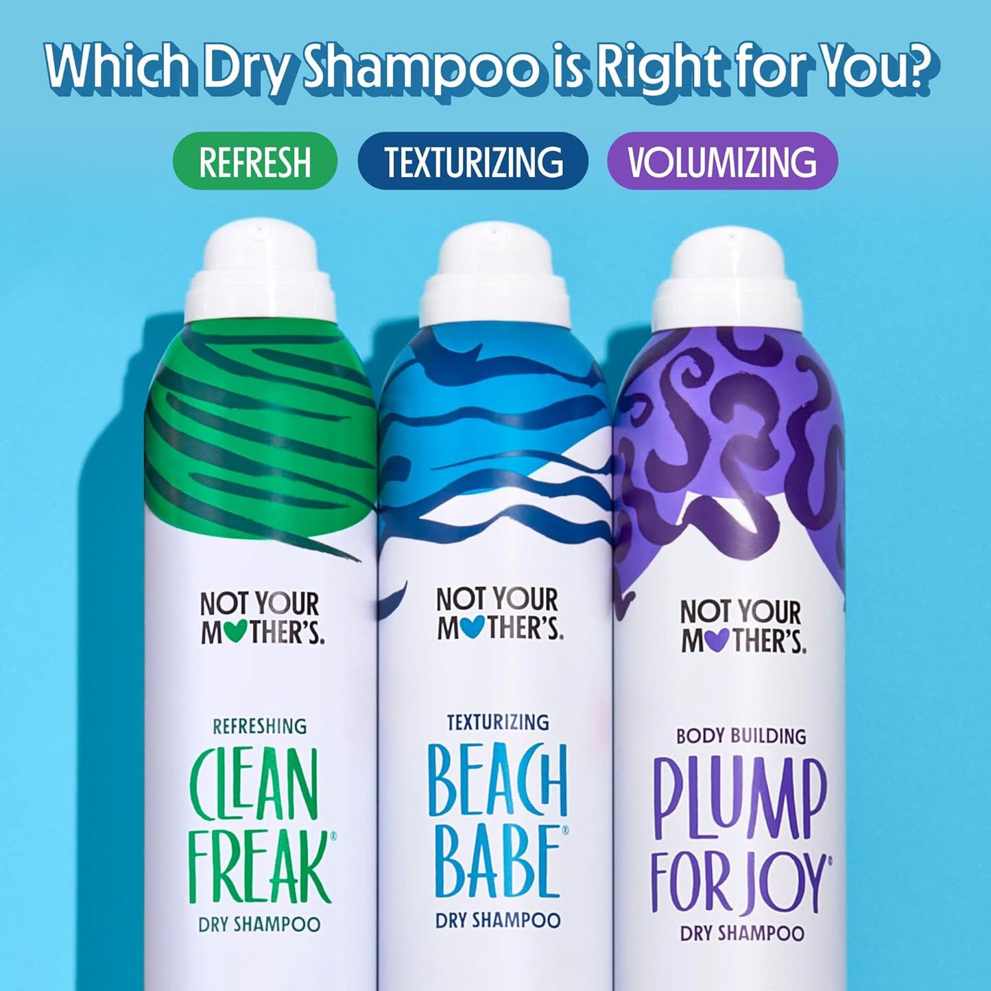 Not Your Mother's Dry Shampoo Assortment (3-Pack) - 7 oz - Clean Freak Dry Shampoo, Plump for Joy Dry Shampoo, Beach Babe Dry Shampoo - Instantly Absorbs Oil in Hair