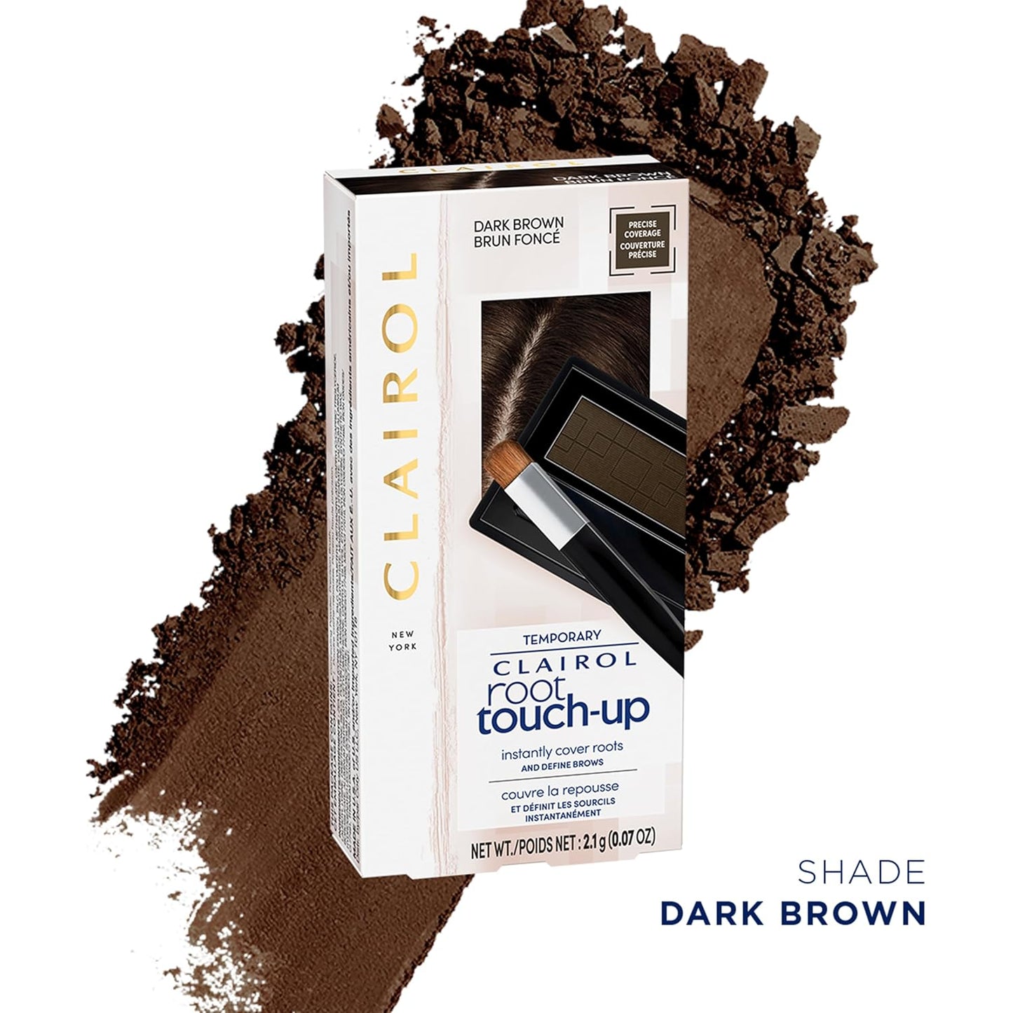 Clairol Root Touch-Up Temporary Concealing Powder, Dark Brown Hair Color, 1 Count
