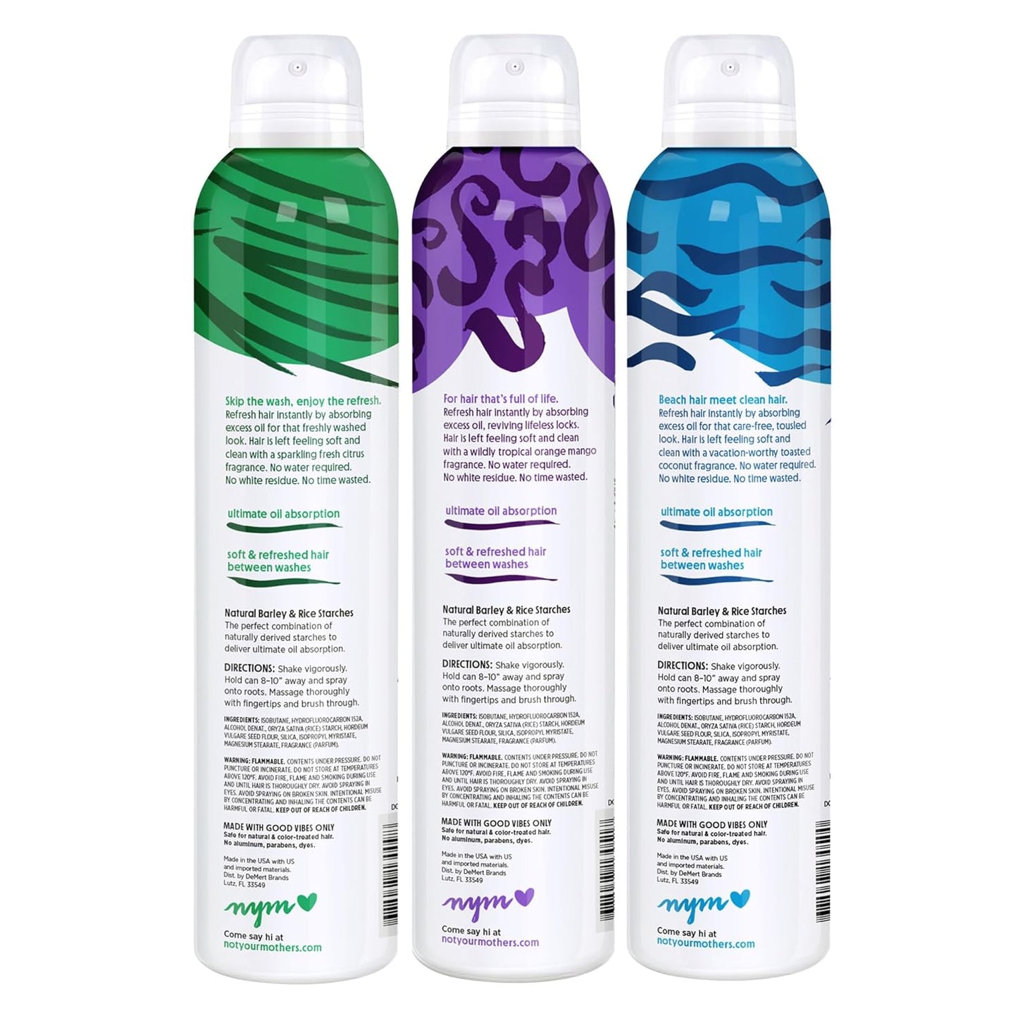 Not Your Mother's Dry Shampoo Assortment (3-Pack) - 7 oz - Clean Freak Dry Shampoo, Plump for Joy Dry Shampoo, Beach Babe Dry Shampoo - Instantly Absorbs Oil in Hair