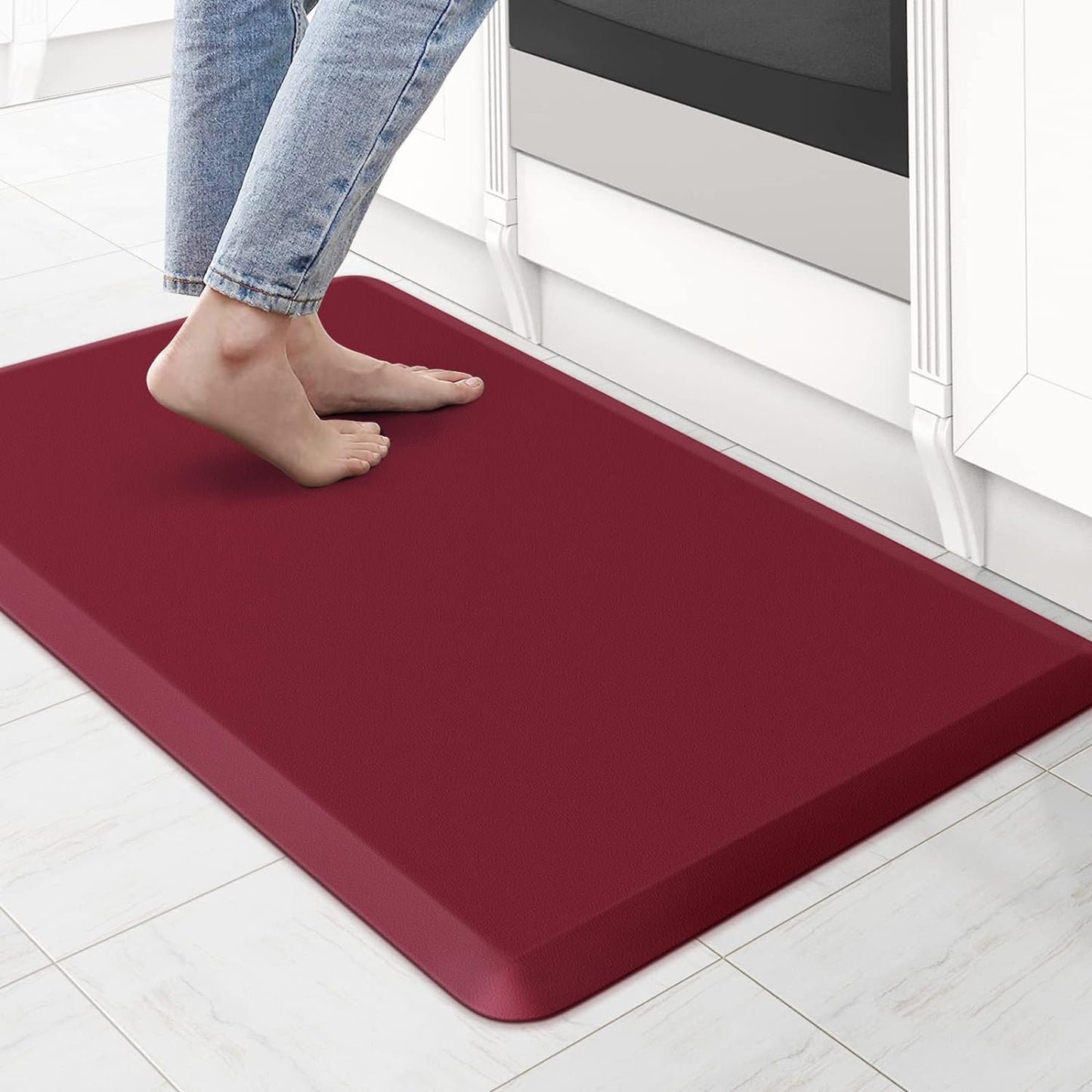 KitchenClouds Kitchen Mat Cushioned Anti Fatigue Rug 17.3"x28" Waterproof, Non Slip, Standing and Comfort Desk/Floor Mats for House Sink Office (Black)
