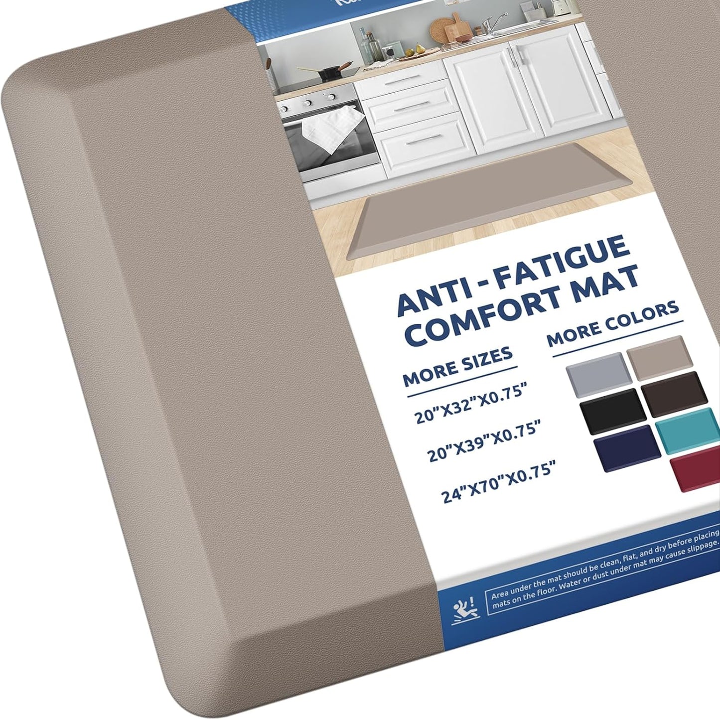 KitchenClouds Kitchen Mat Cushioned Anti Fatigue Rug 17.3"x28" Waterproof, Non Slip, Standing and Comfort Desk/Floor Mats for House Sink Office (Black)