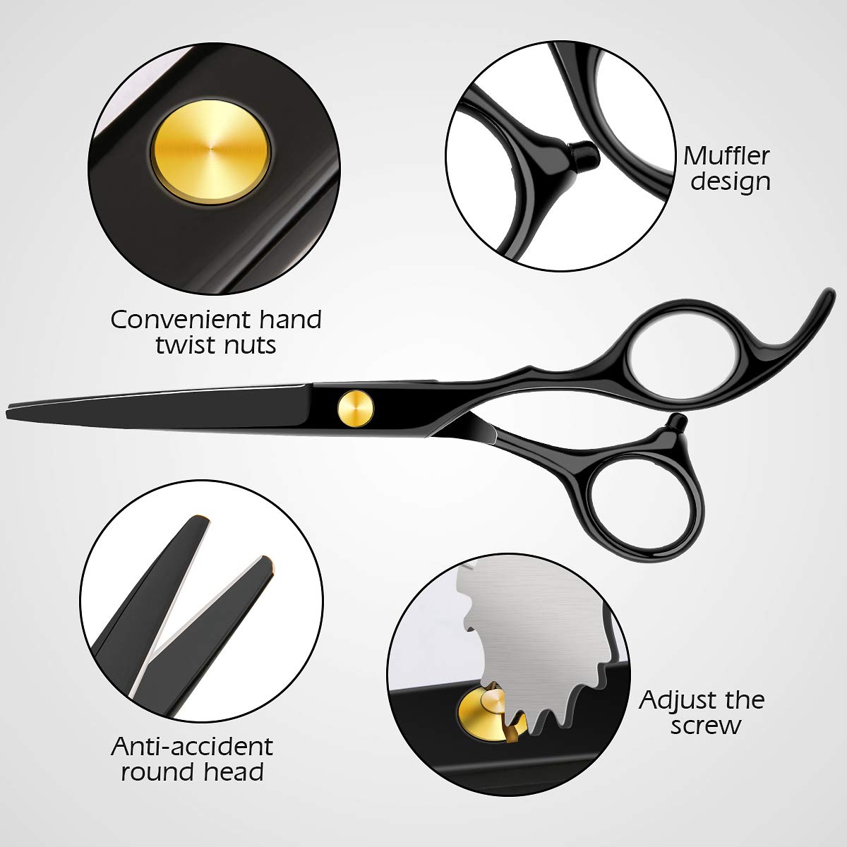 Hair Cutting Scissors Professional Home Haircutting Barber/Salon Thinning Shears Kit with Comb and Case for Men/Women (Silver)