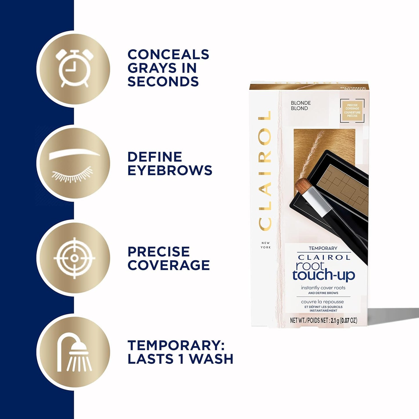 Clairol Root Touch-Up Temporary Concealing Powder, Dark Brown Hair Color, 1 Count