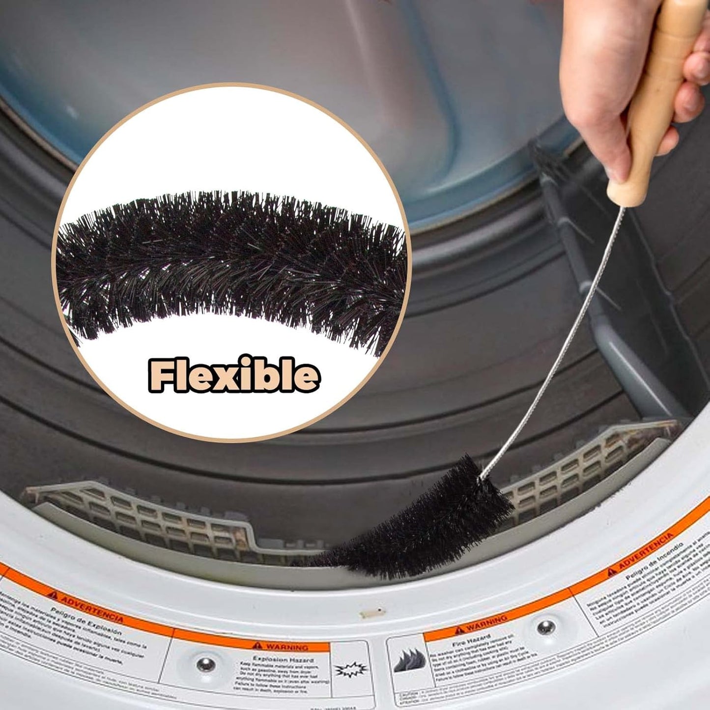 Holikme 2 Pack Dryer Vent Cleaner Kit Clothes Dryer Lint Brush Vent Trap Cleaner Home Essentials Long Flexible Vacuum Brush