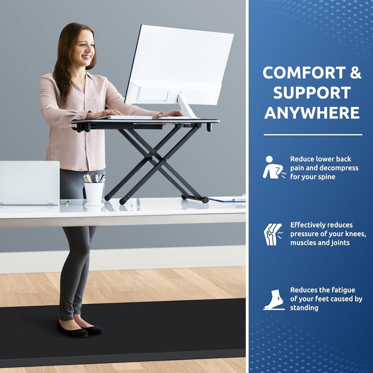 KitchenClouds Kitchen Mat Cushioned Anti Fatigue Rug 17.3"x28" Waterproof, Non Slip, Standing and Comfort Desk/Floor Mats for House Sink Office (Black)
