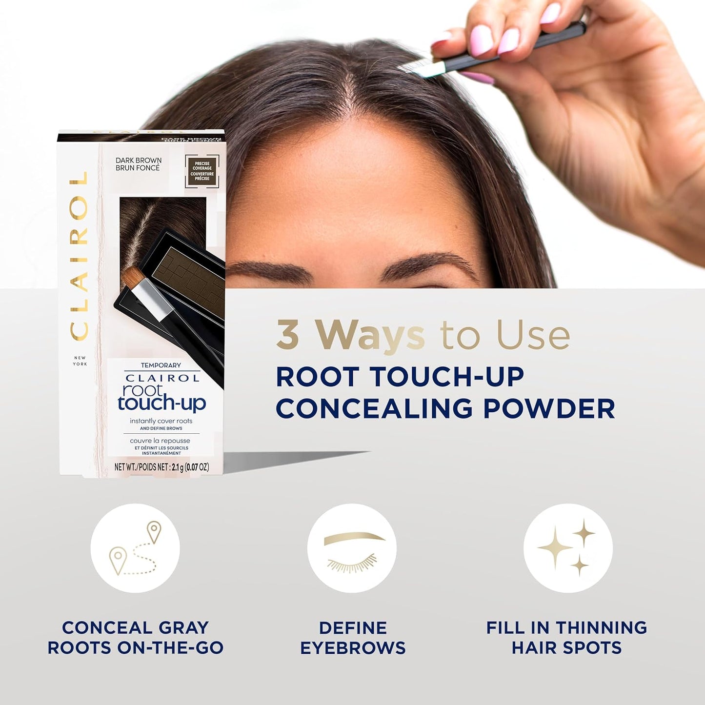 Clairol Root Touch-Up Temporary Concealing Powder, Dark Brown Hair Color, 1 Count