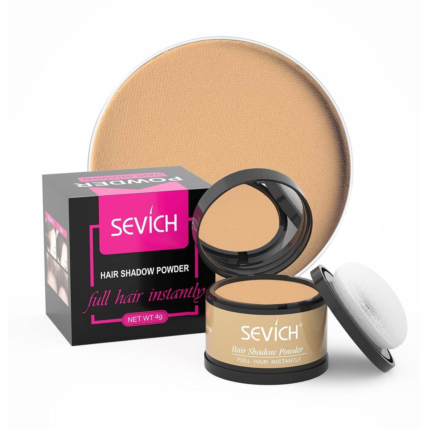 Sevich Hairline Powder,Instantly Conceals Hair Loss, Root Touch up Powder, Hair Shadow Toppers for Women & Men, Touch Up for Thinning Gray Hair, Windproof & Sweatproof, Dark Brown