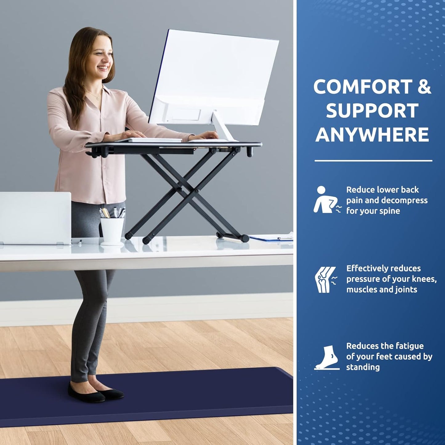 KitchenClouds Kitchen Mat Cushioned Anti Fatigue Rug 17.3"x28" Waterproof, Non Slip, Standing and Comfort Desk/Floor Mats for House Sink Office (Black)