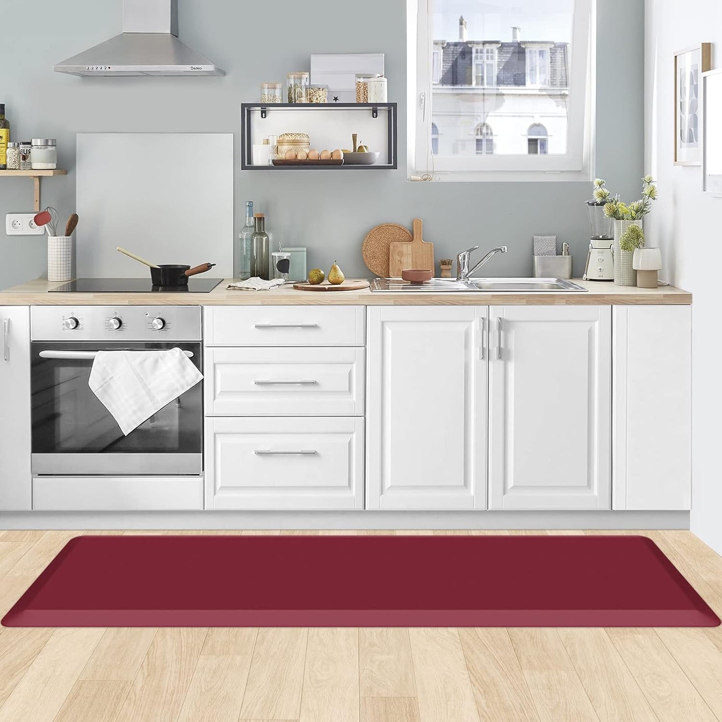 KitchenClouds Kitchen Mat Cushioned Anti Fatigue Rug 17.3"x28" Waterproof, Non Slip, Standing and Comfort Desk/Floor Mats for House Sink Office (Black)