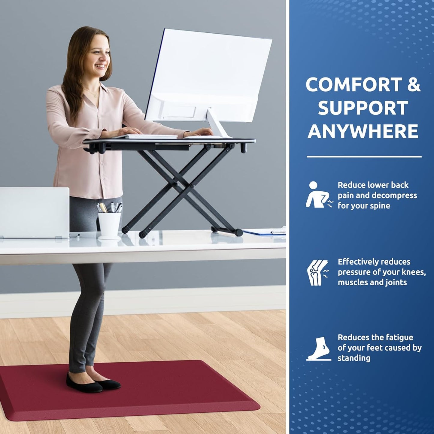 KitchenClouds Kitchen Mat Cushioned Anti Fatigue Rug 17.3"x28" Waterproof, Non Slip, Standing and Comfort Desk/Floor Mats for House Sink Office (Black)