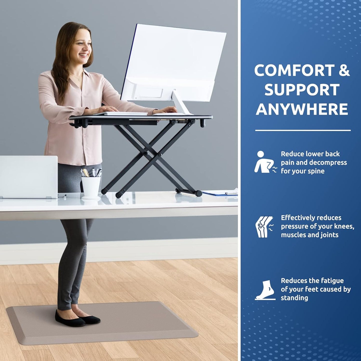 KitchenClouds Kitchen Mat Cushioned Anti Fatigue Rug 17.3"x28" Waterproof, Non Slip, Standing and Comfort Desk/Floor Mats for House Sink Office (Black)