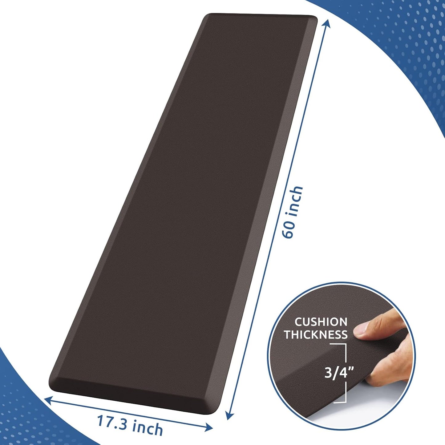 KitchenClouds Kitchen Mat Cushioned Anti Fatigue Rug 17.3"x28" Waterproof, Non Slip, Standing and Comfort Desk/Floor Mats for House Sink Office (Black)
