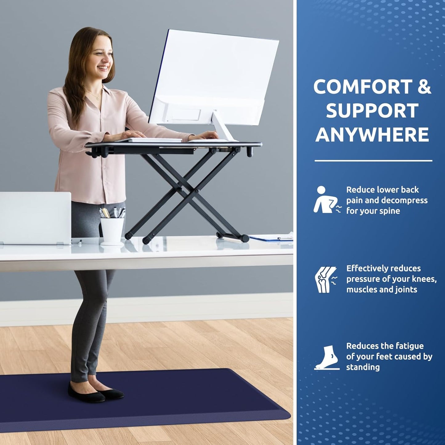 KitchenClouds Kitchen Mat Cushioned Anti Fatigue Rug 17.3"x28" Waterproof, Non Slip, Standing and Comfort Desk/Floor Mats for House Sink Office (Black)