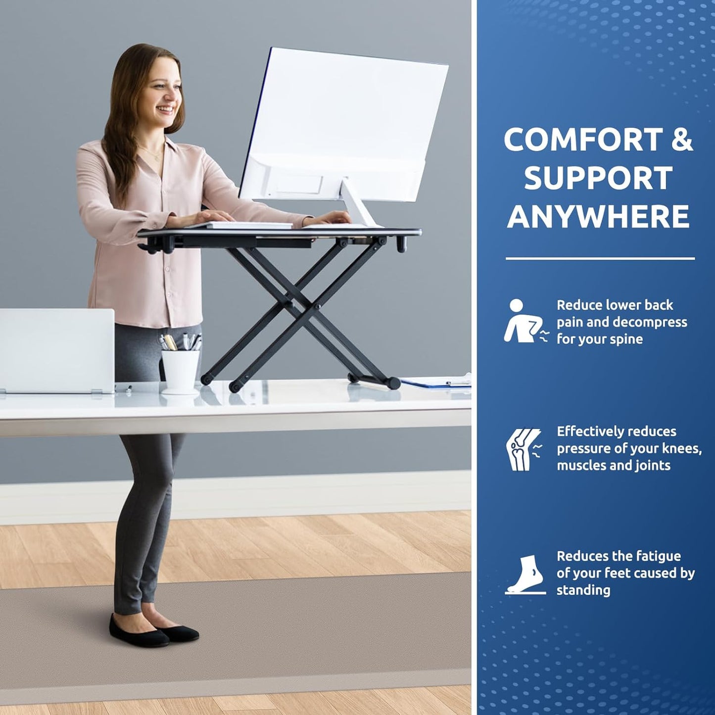 KitchenClouds Kitchen Mat Cushioned Anti Fatigue Rug 17.3"x28" Waterproof, Non Slip, Standing and Comfort Desk/Floor Mats for House Sink Office (Black)