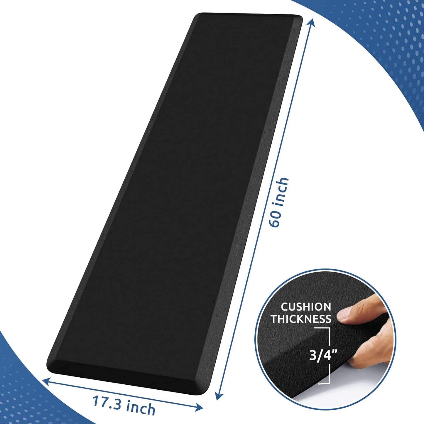 KitchenClouds Kitchen Mat Cushioned Anti Fatigue Rug 17.3"x28" Waterproof, Non Slip, Standing and Comfort Desk/Floor Mats for House Sink Office (Black)