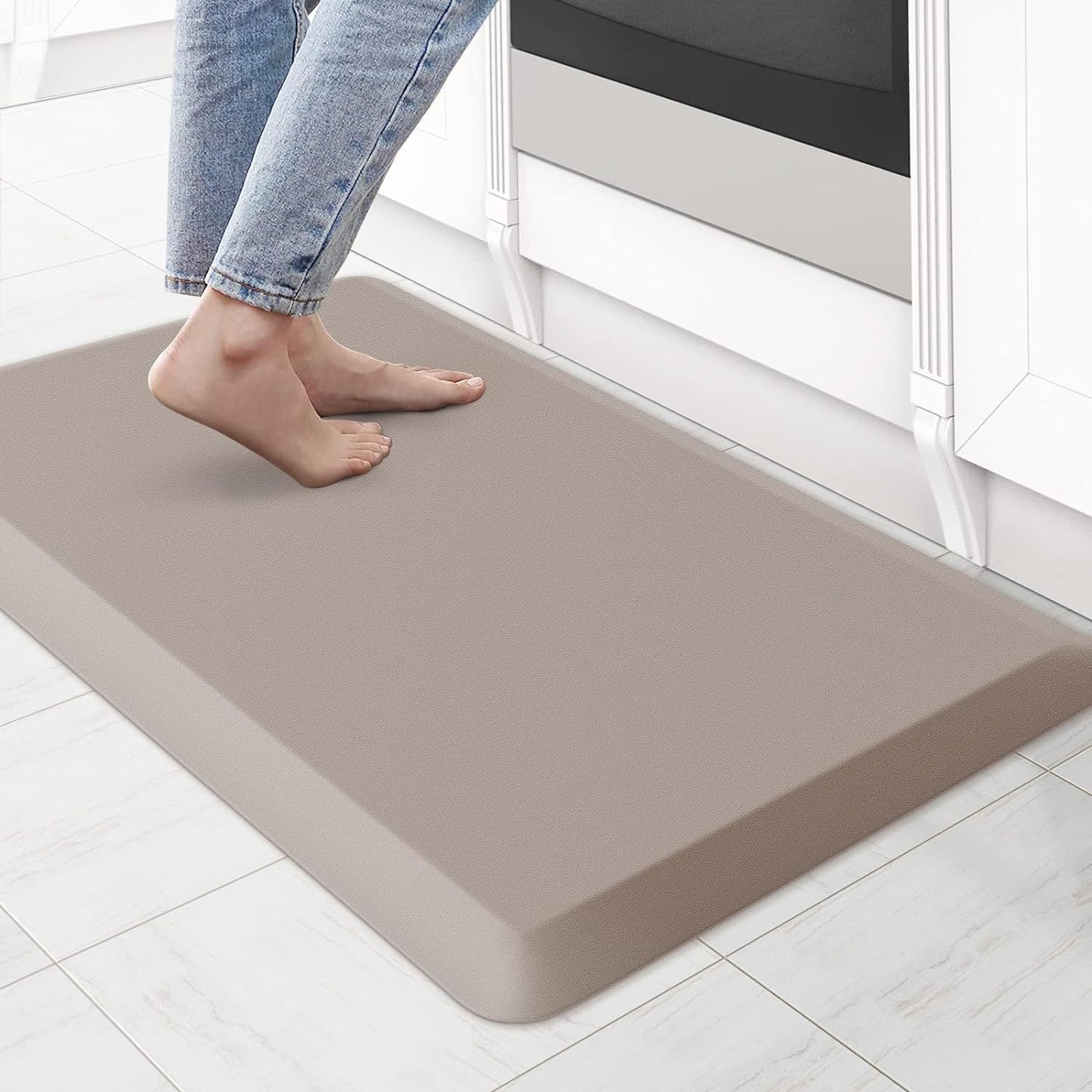 KitchenClouds Kitchen Mat Cushioned Anti Fatigue Rug 17.3"x28" Waterproof, Non Slip, Standing and Comfort Desk/Floor Mats for House Sink Office (Black)