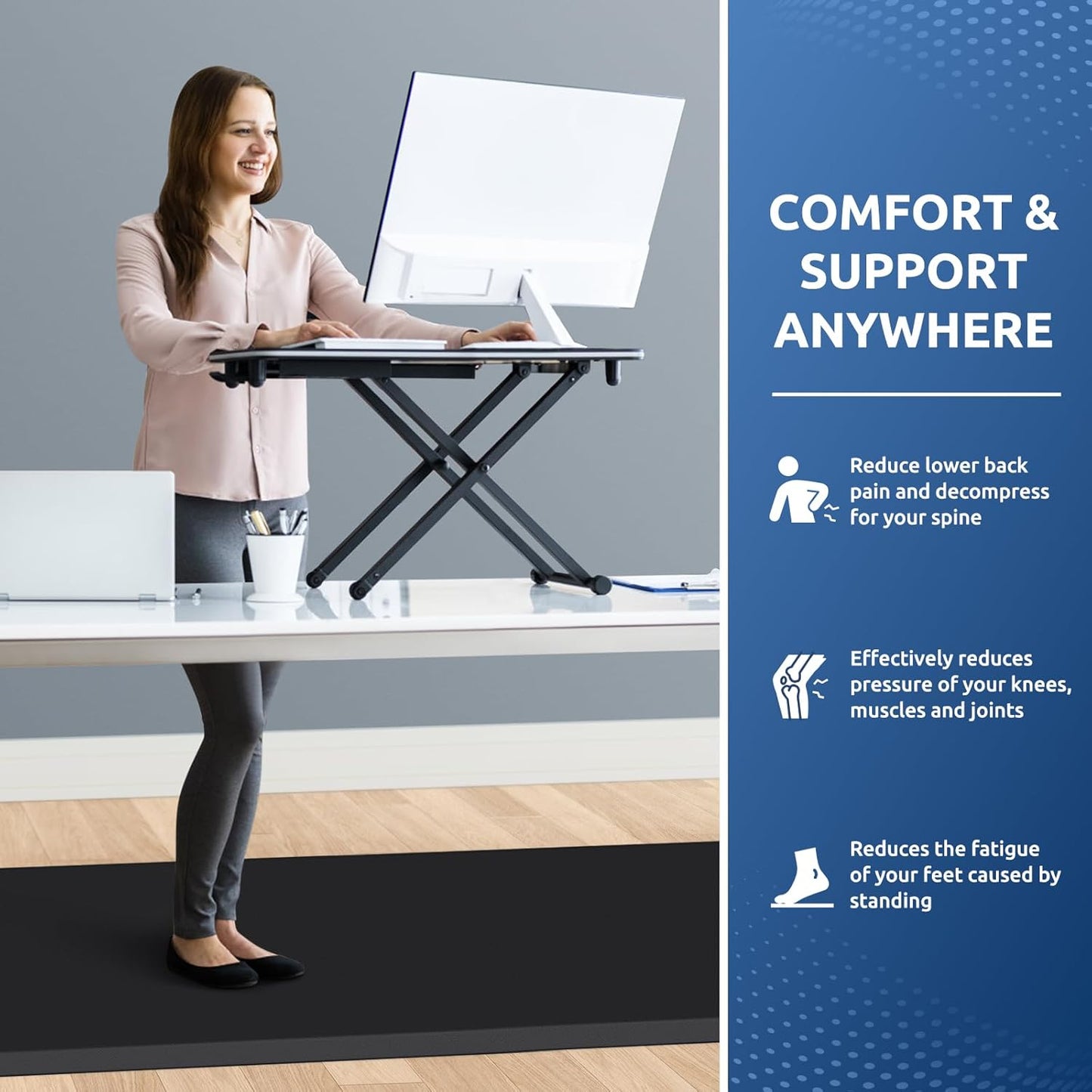 KitchenClouds Kitchen Mat Cushioned Anti Fatigue Rug 17.3"x28" Waterproof, Non Slip, Standing and Comfort Desk/Floor Mats for House Sink Office (Black)