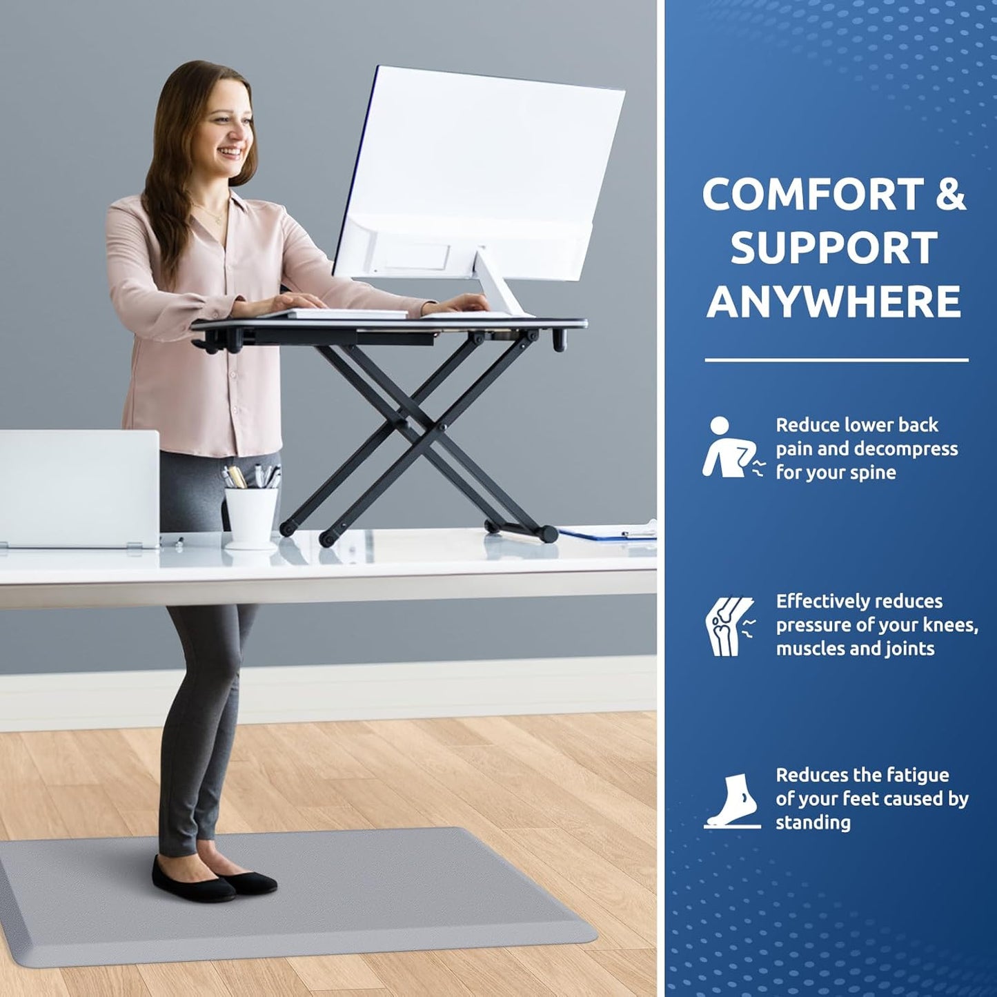 KitchenClouds Kitchen Mat Cushioned Anti Fatigue Rug 17.3"x28" Waterproof, Non Slip, Standing and Comfort Desk/Floor Mats for House Sink Office (Black)