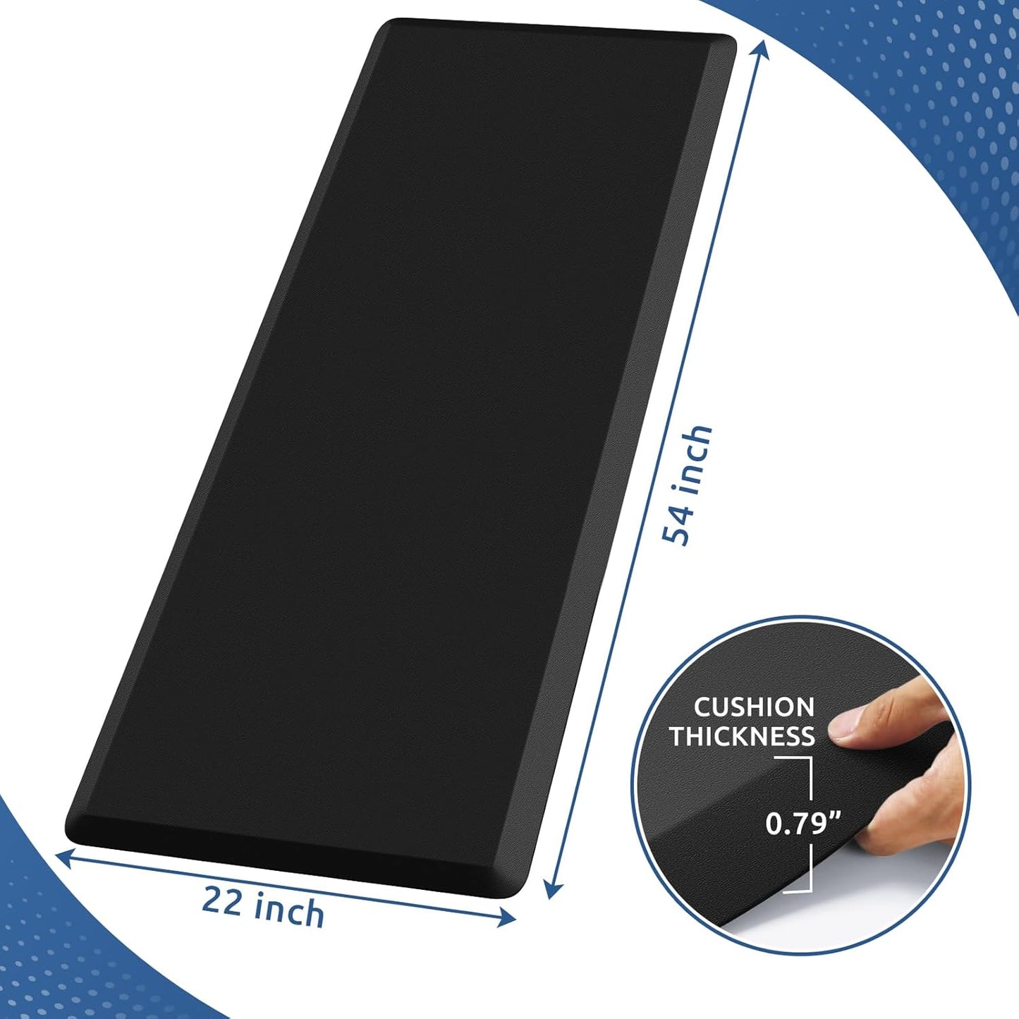 KitchenClouds Kitchen Mat Cushioned Anti Fatigue Rug 17.3"x28" Waterproof, Non Slip, Standing and Comfort Desk/Floor Mats for House Sink Office (Black)